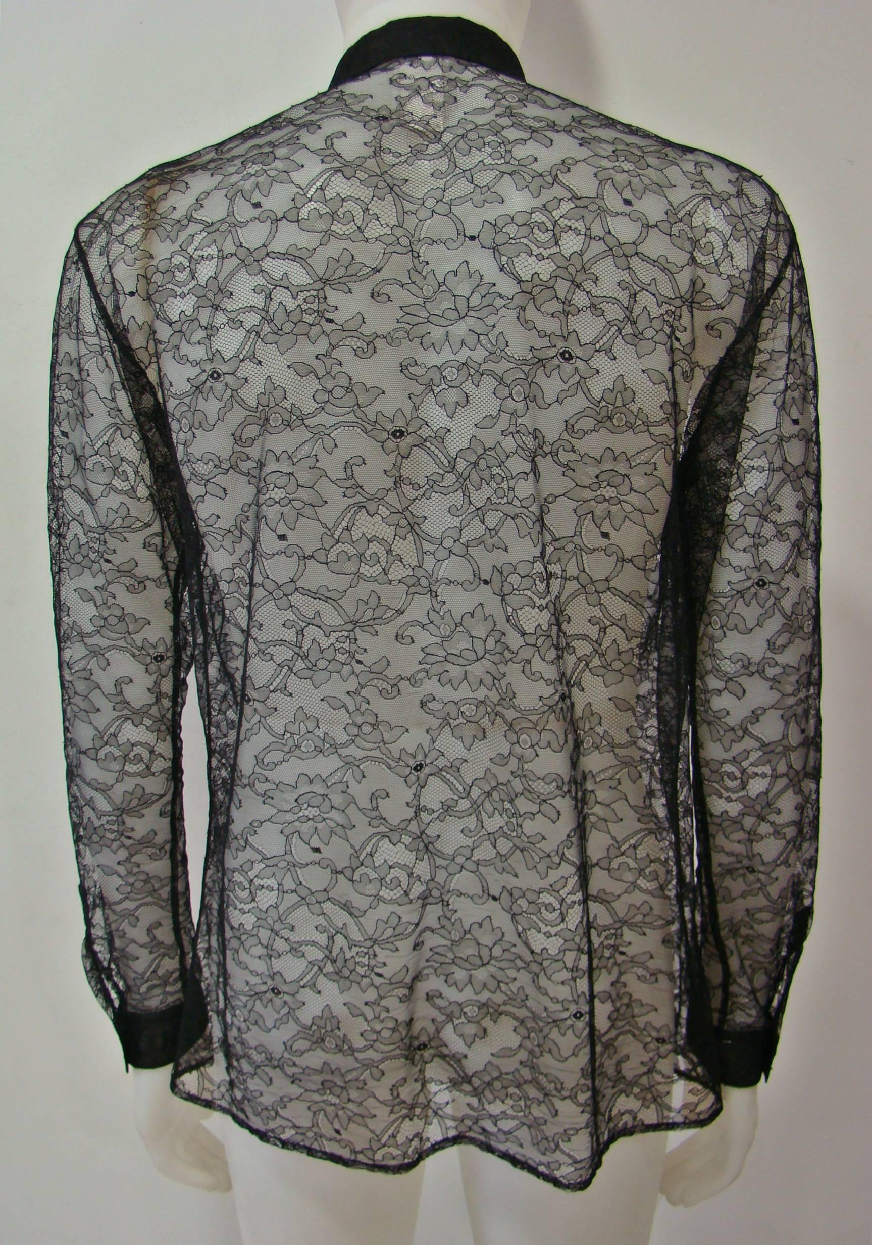 Men's Iconic Gianni Versace Silk Lace Punk Collection Shirt Spring 1994 For Sale
