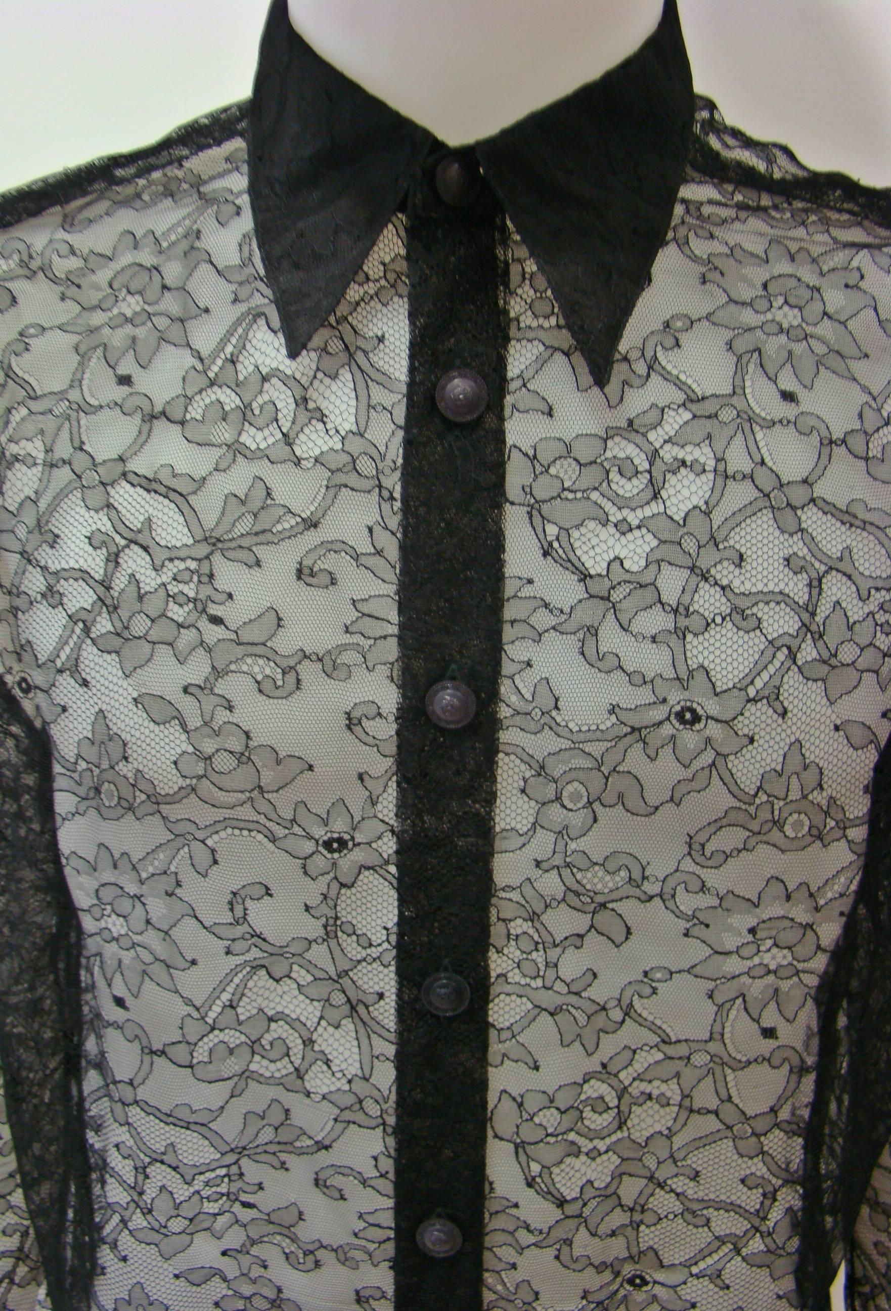Iconic Gianni Versace Silk Lace Punk Collection Shirt Spring 1994 In New Condition For Sale In Athens, Agia Paraskevi