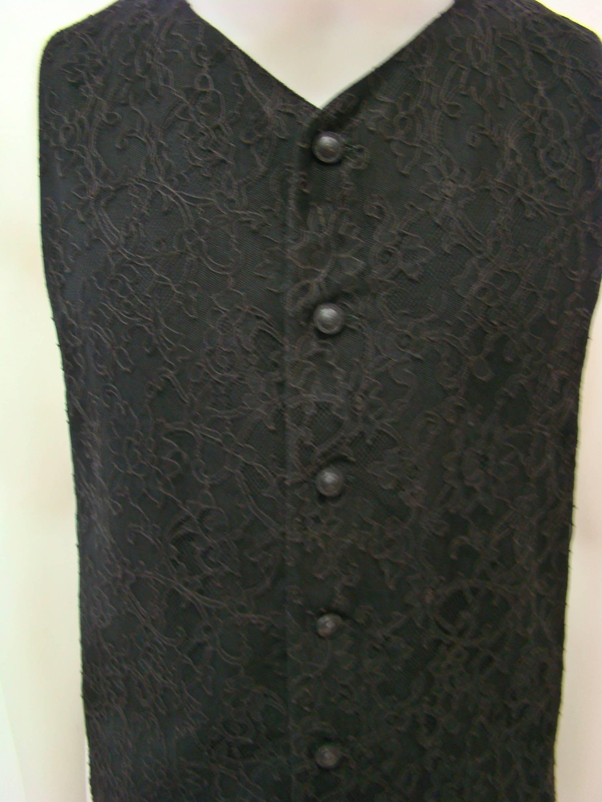 Black Gianni Versace Lace Waistcoat Vest Punk Collection Spring 1994 For Sale