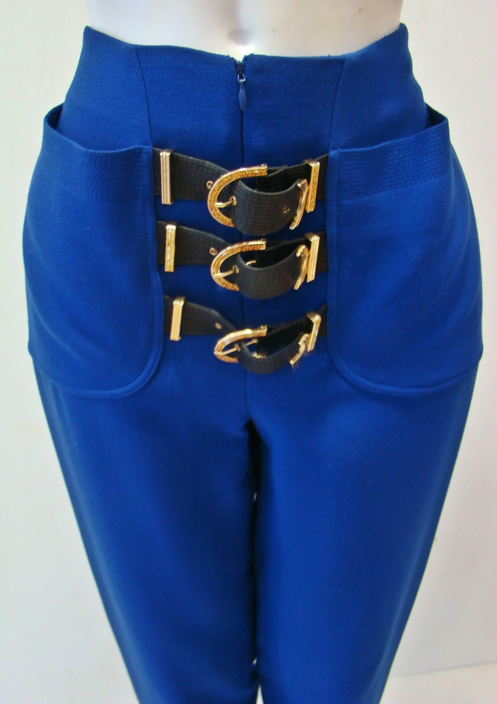 Black Unique Gianni Versace Couture Bondage Collection Pants Fall 1992 For Sale