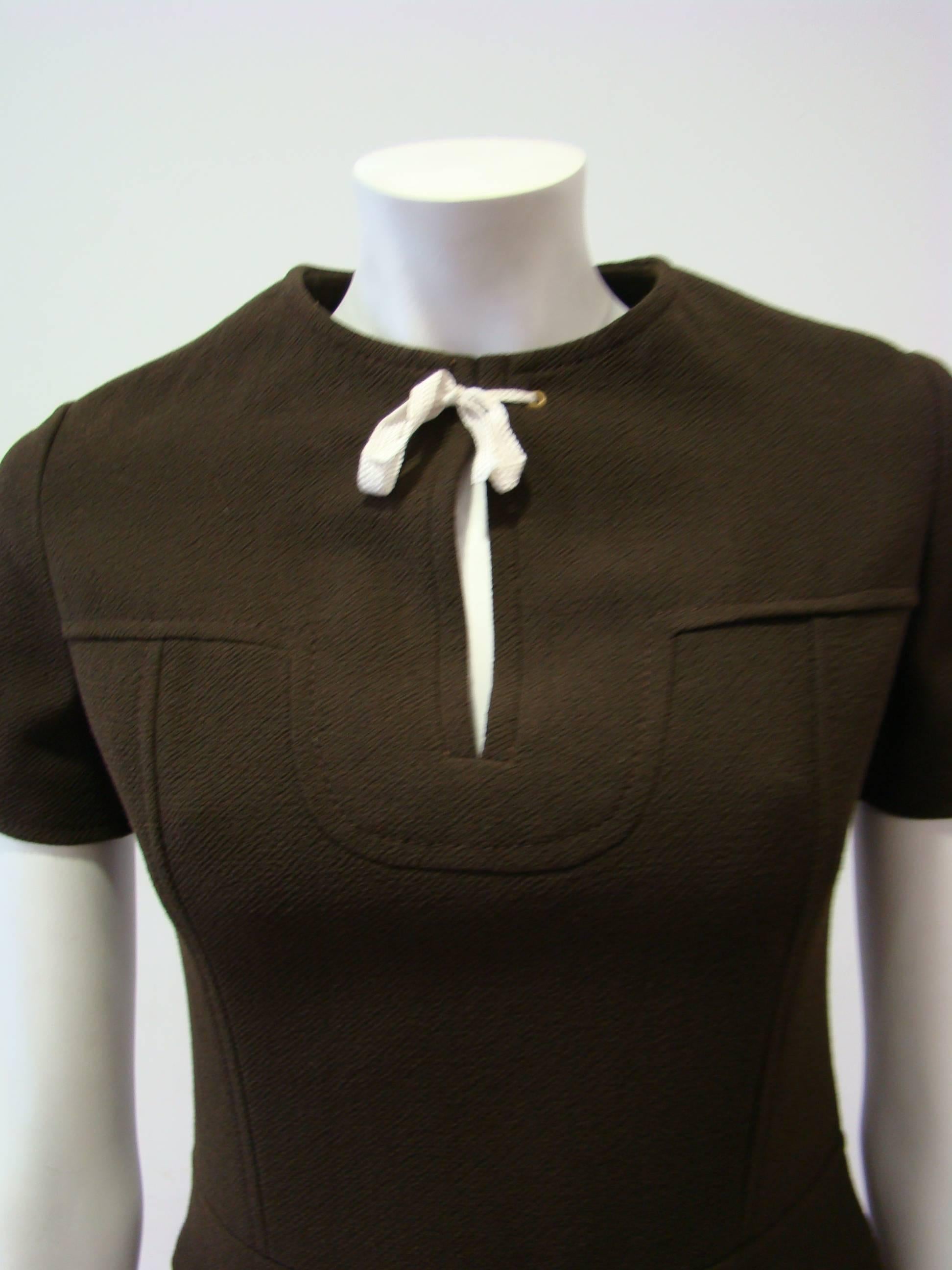 Louis Feraud Wool Mini Dress In New Condition For Sale In Athens, Agia Paraskevi