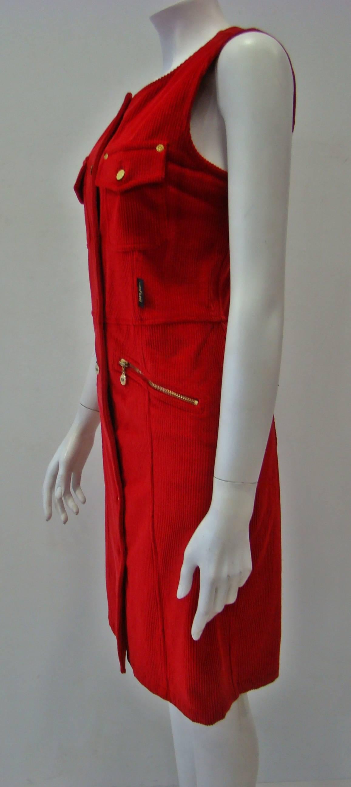 Sonia Rykiel Red Bengaline Dress In New Condition For Sale In Athens, Agia Paraskevi