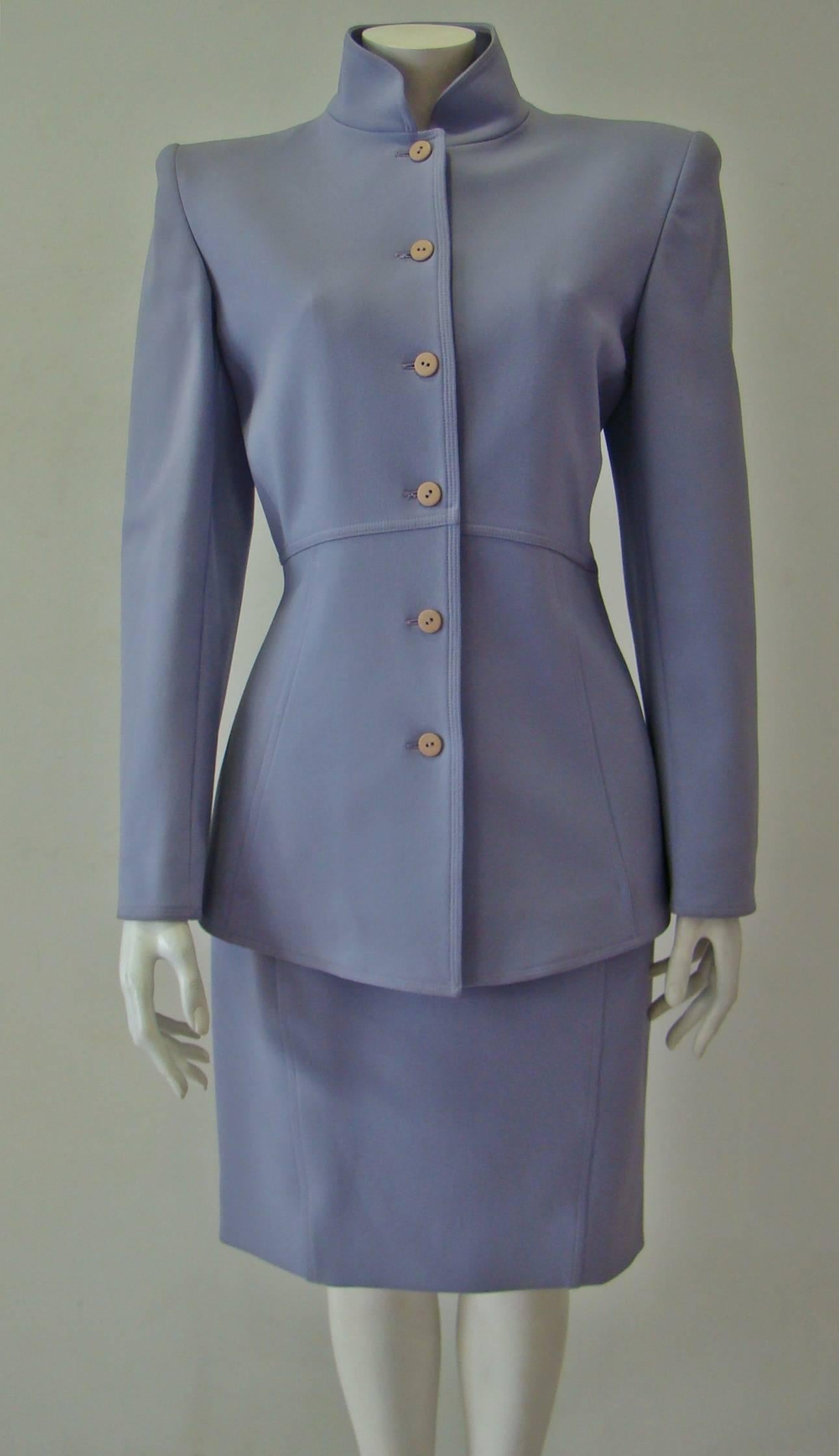 Gray Claude Montana Lavender Skirt Suit For Sale