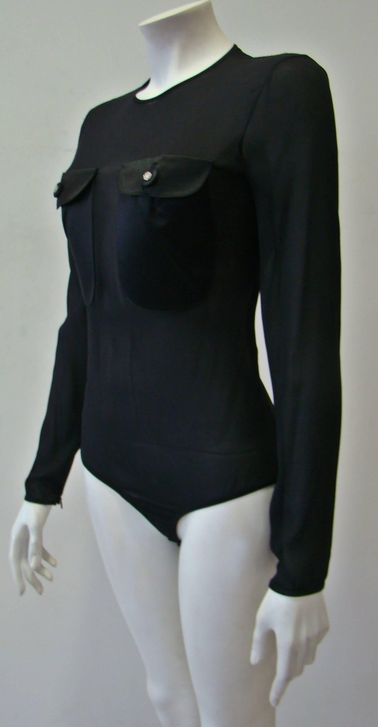 Gianni Versace Couture Sheer Evening Bodysuit Fall 1996 In Excellent Condition For Sale In Athens, Agia Paraskevi