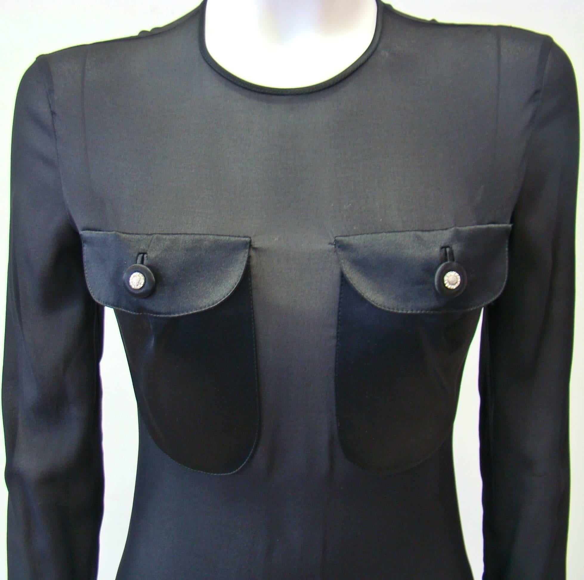 Women's Gianni Versace Couture Sheer Evening Bodysuit Fall 1996 For Sale