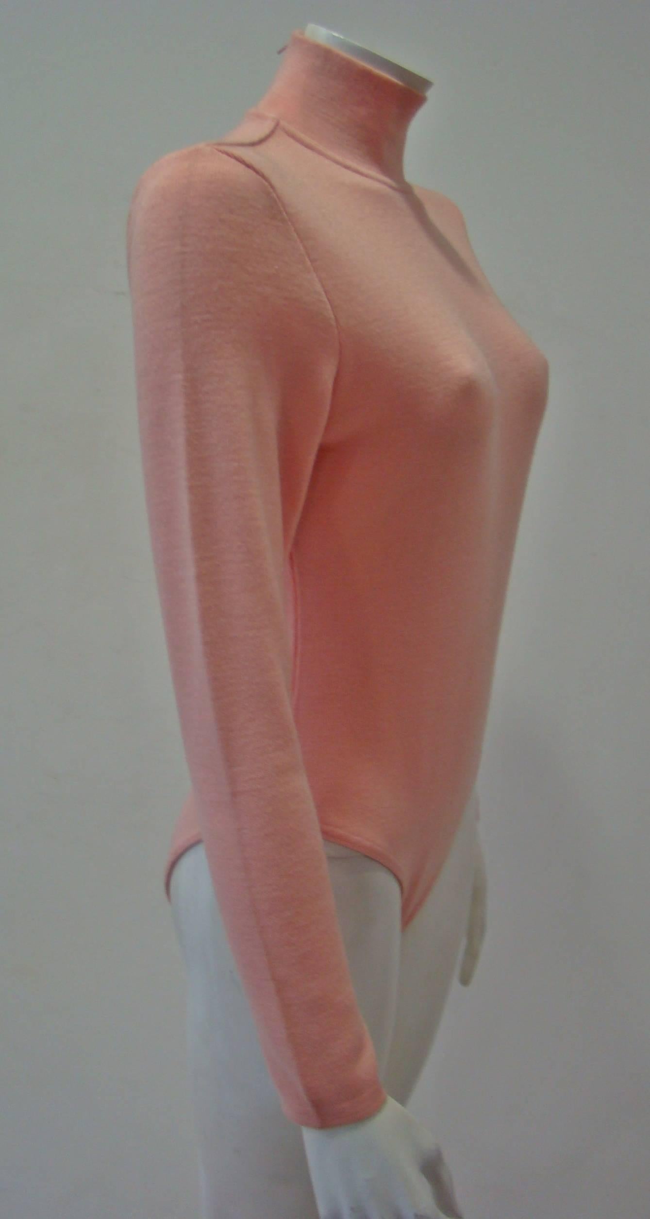 Jean-Louis Scherrer Salmon Wool Bodysuit In New Condition For Sale In Athens, Agia Paraskevi