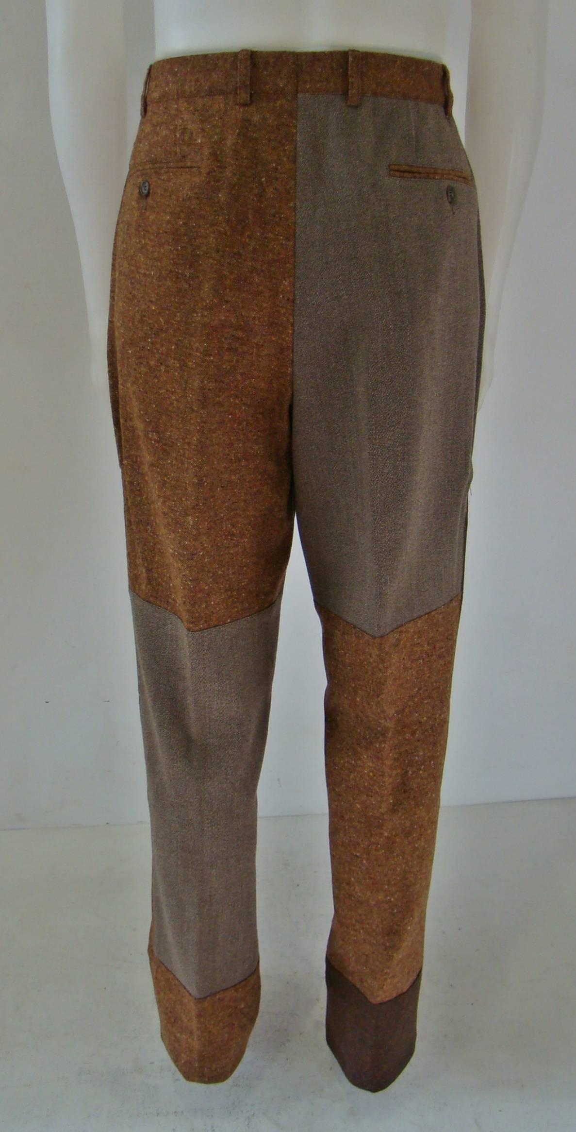 Men's Gianfranco Ferre Color Block Wool Pants For Sale