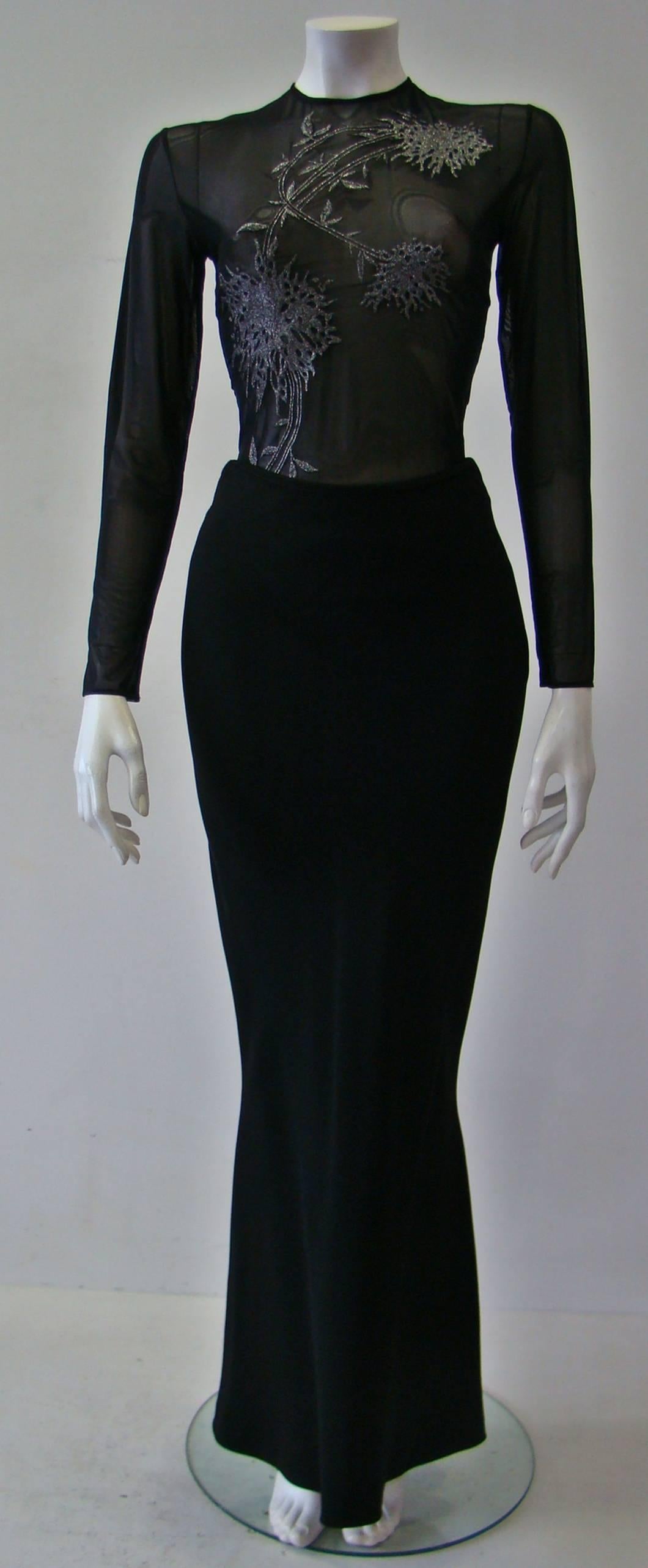 Black Unique Angelo Mozzillo Fishtail Maxi Skirt For Sale