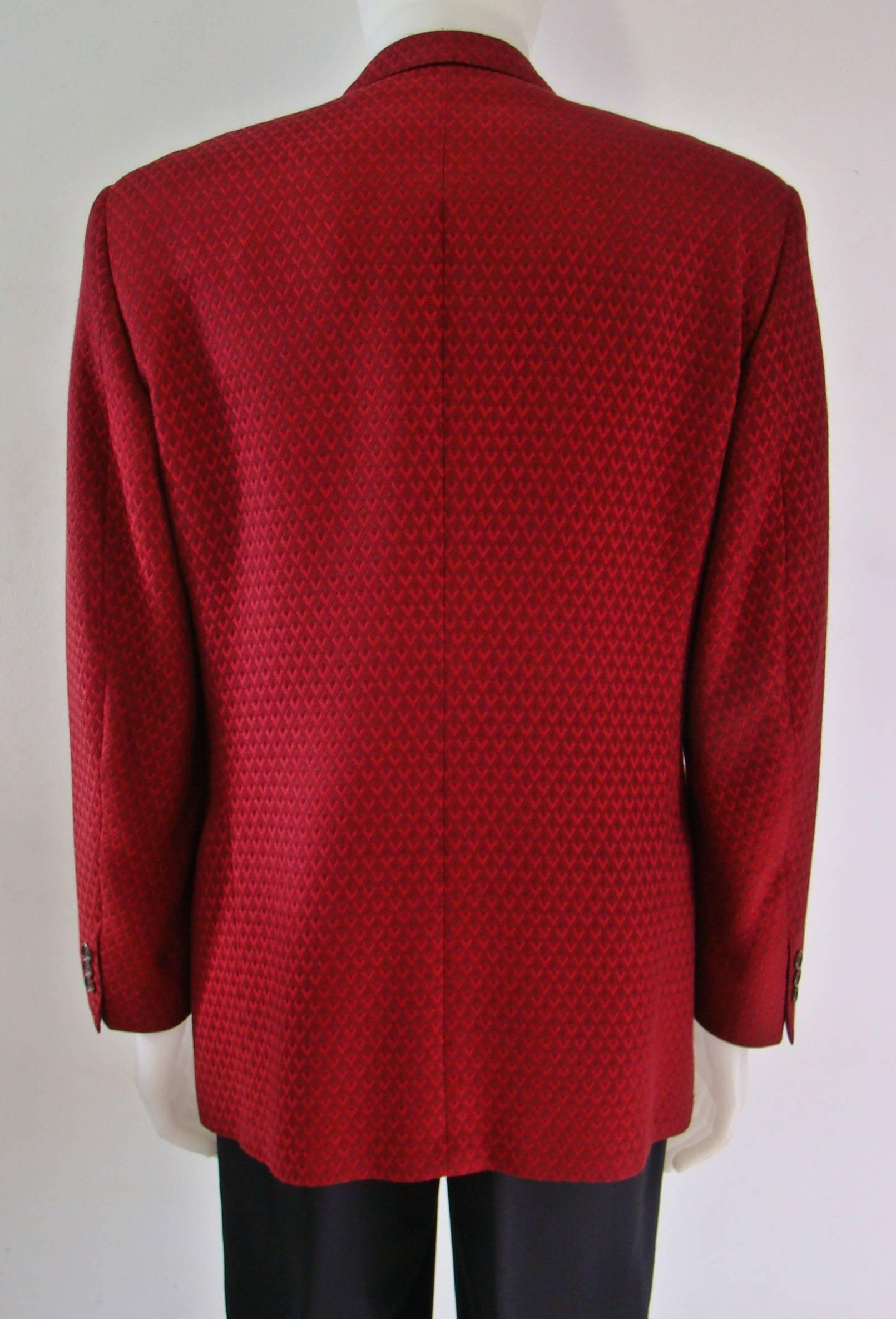 Men's Gianfranco Ferre Rhombus Detail Burgundy Jacket For Sale
