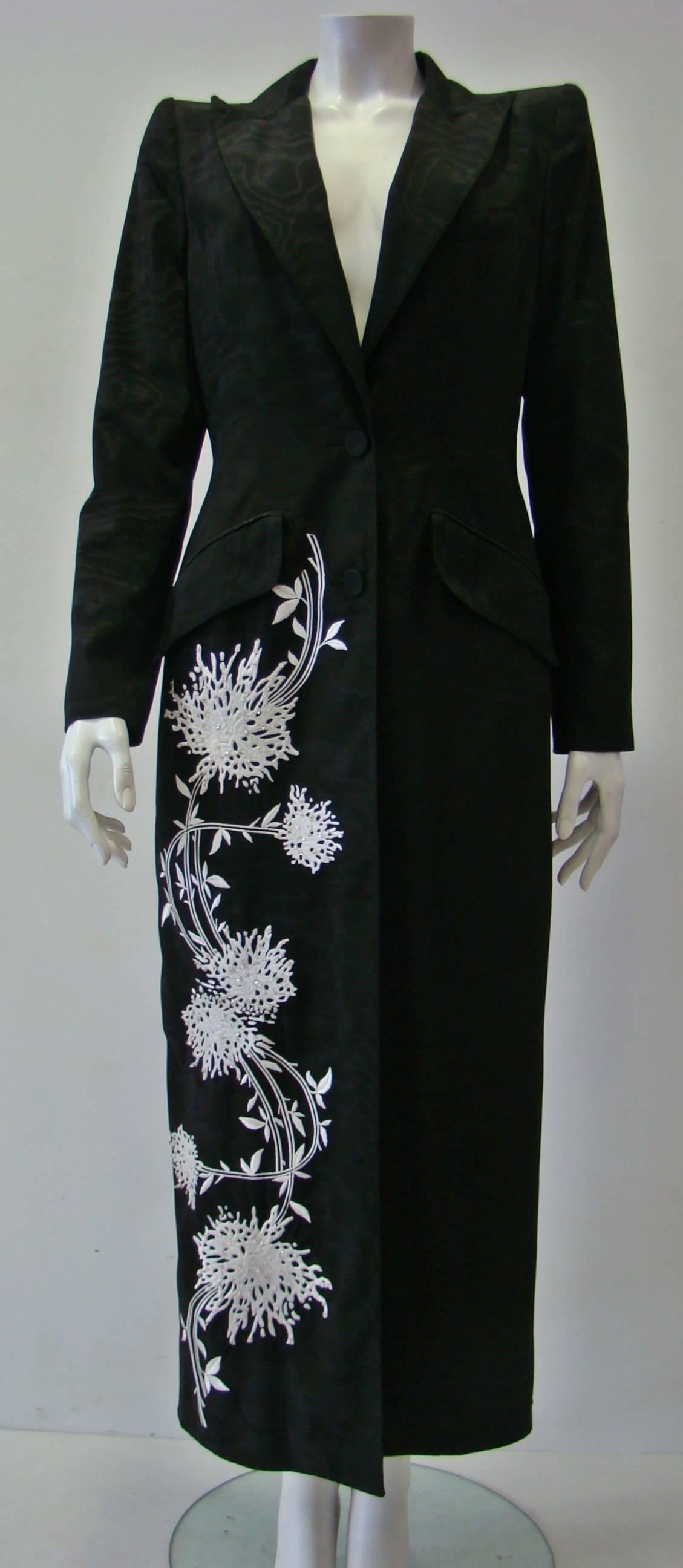 Rare Angelo Mozzillo Embroidere Evening Frock Coat Fall 1998