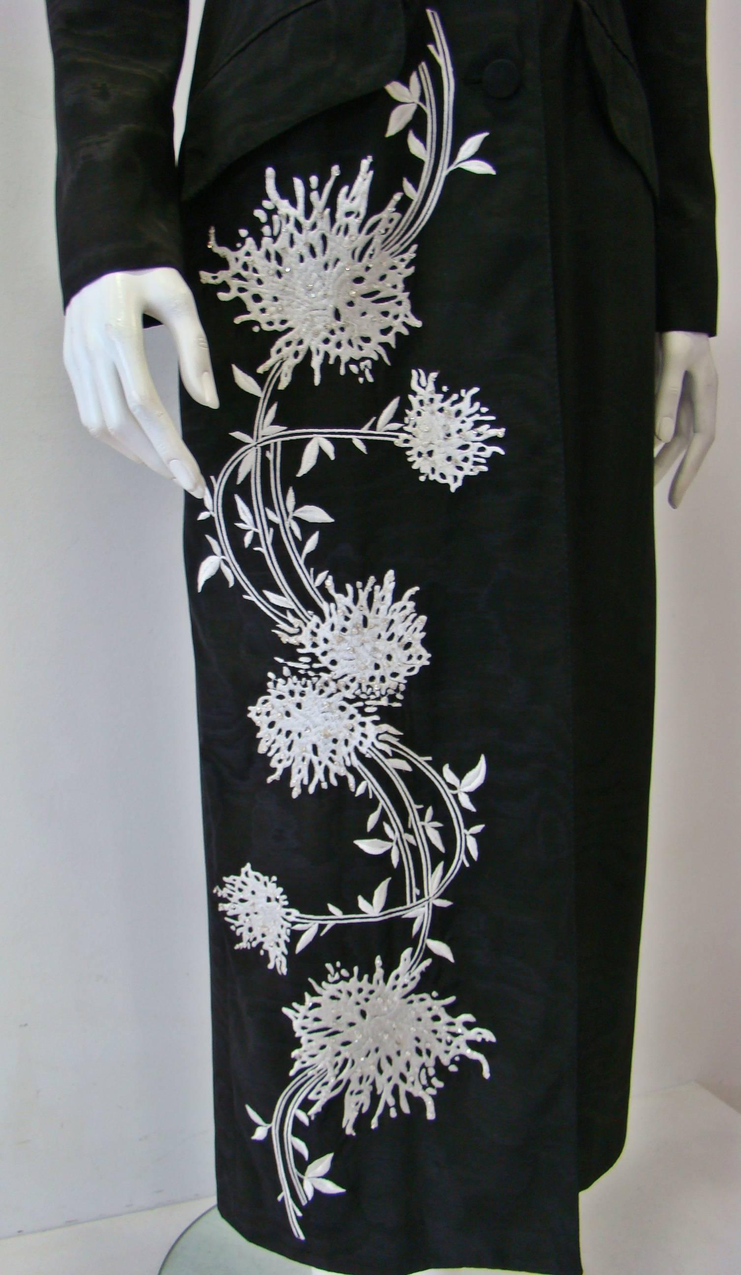 Black Angelo Mozzillo Embroidered Evening Frock Coat, Fall 1998 For Sale