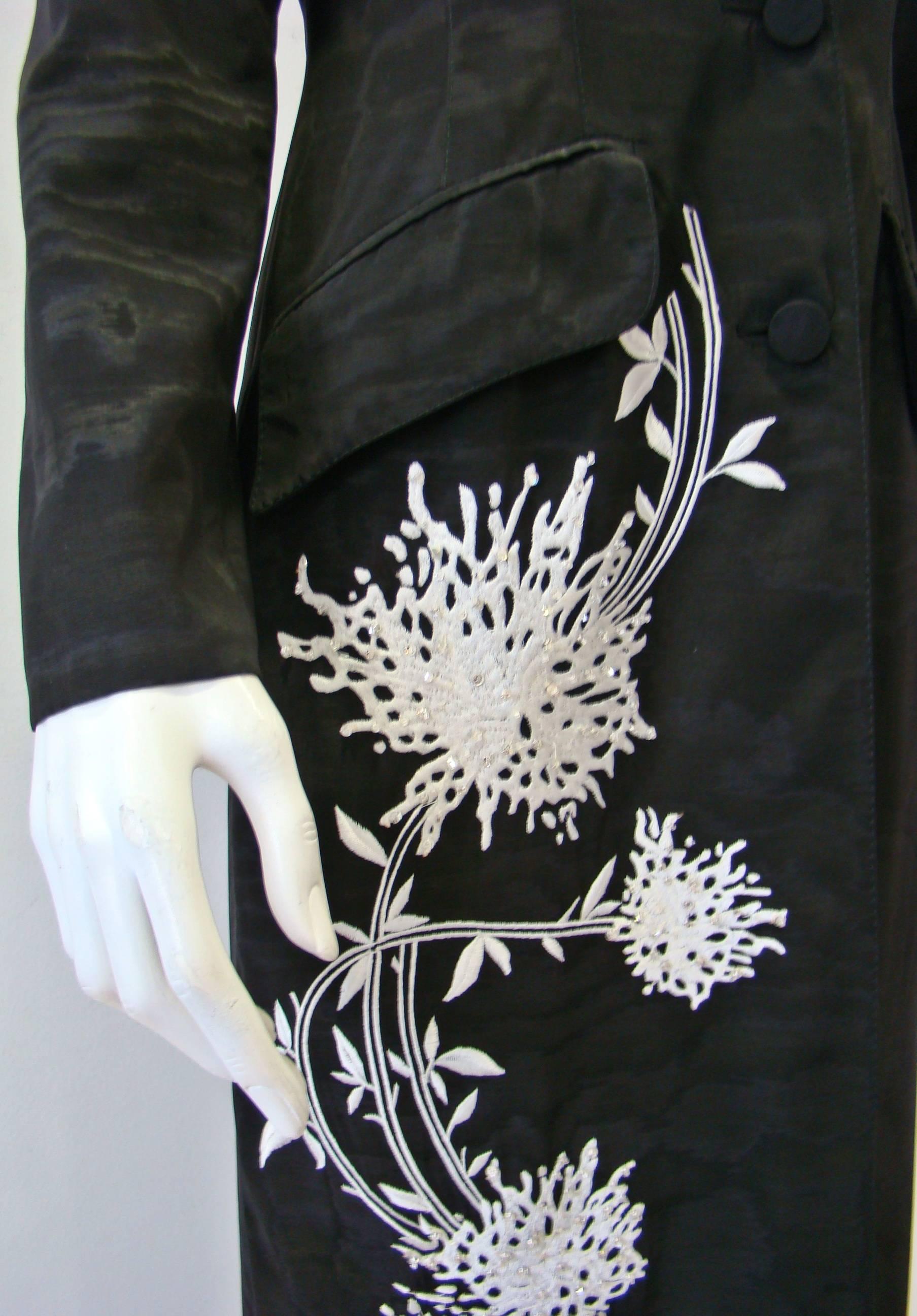 Women's Angelo Mozzillo Embroidered Evening Frock Coat, Fall 1998 For Sale