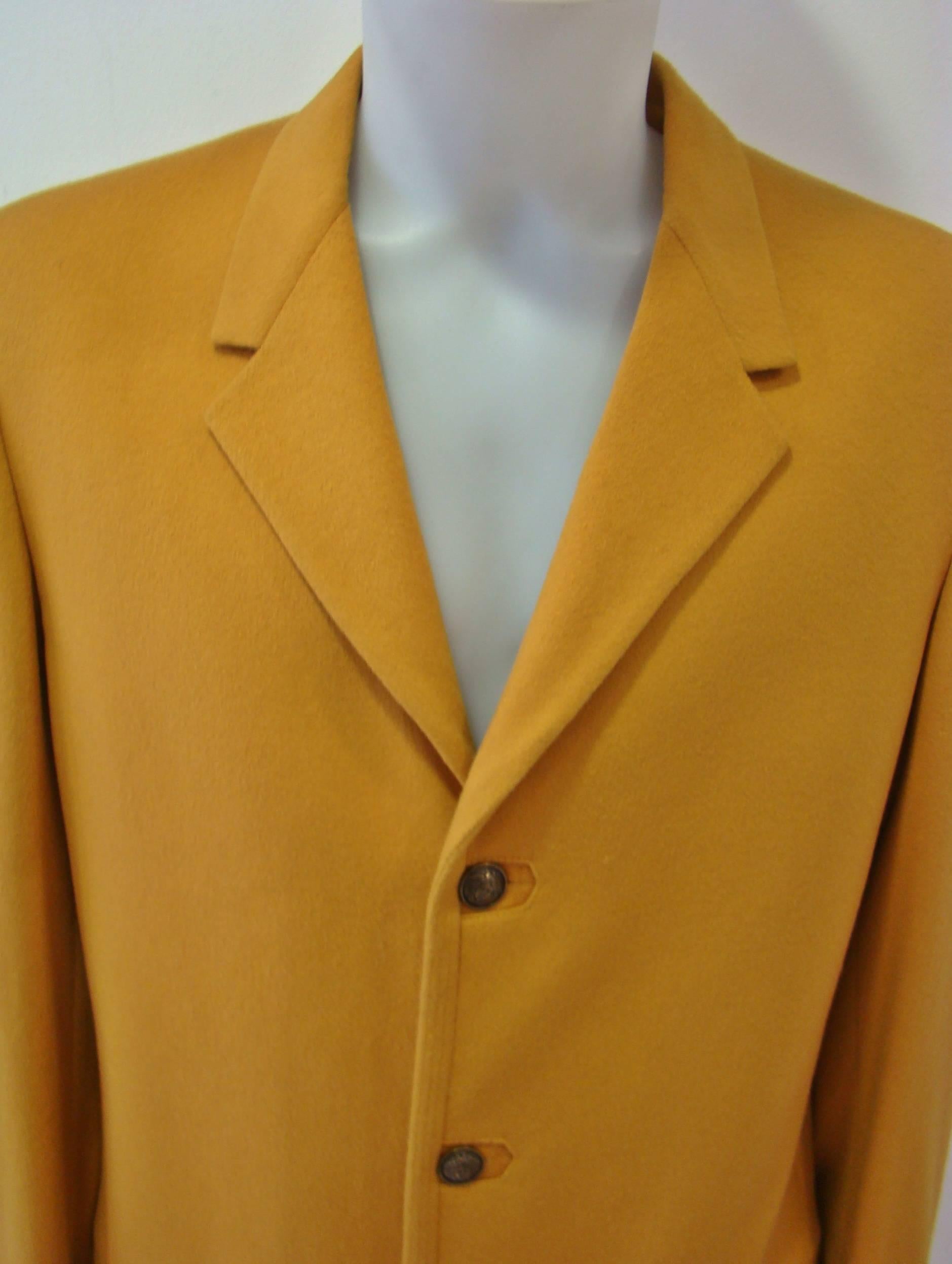 Rare Gianni Versace Mustard Wool Jacket In New Condition For Sale In Athens, Agia Paraskevi