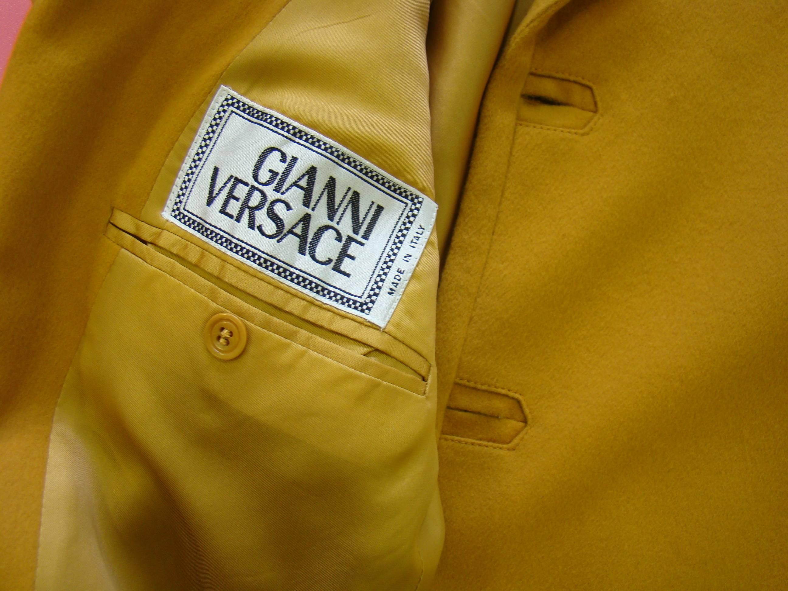 Rare Gianni Versace Mustard Wool Jacket For Sale 2