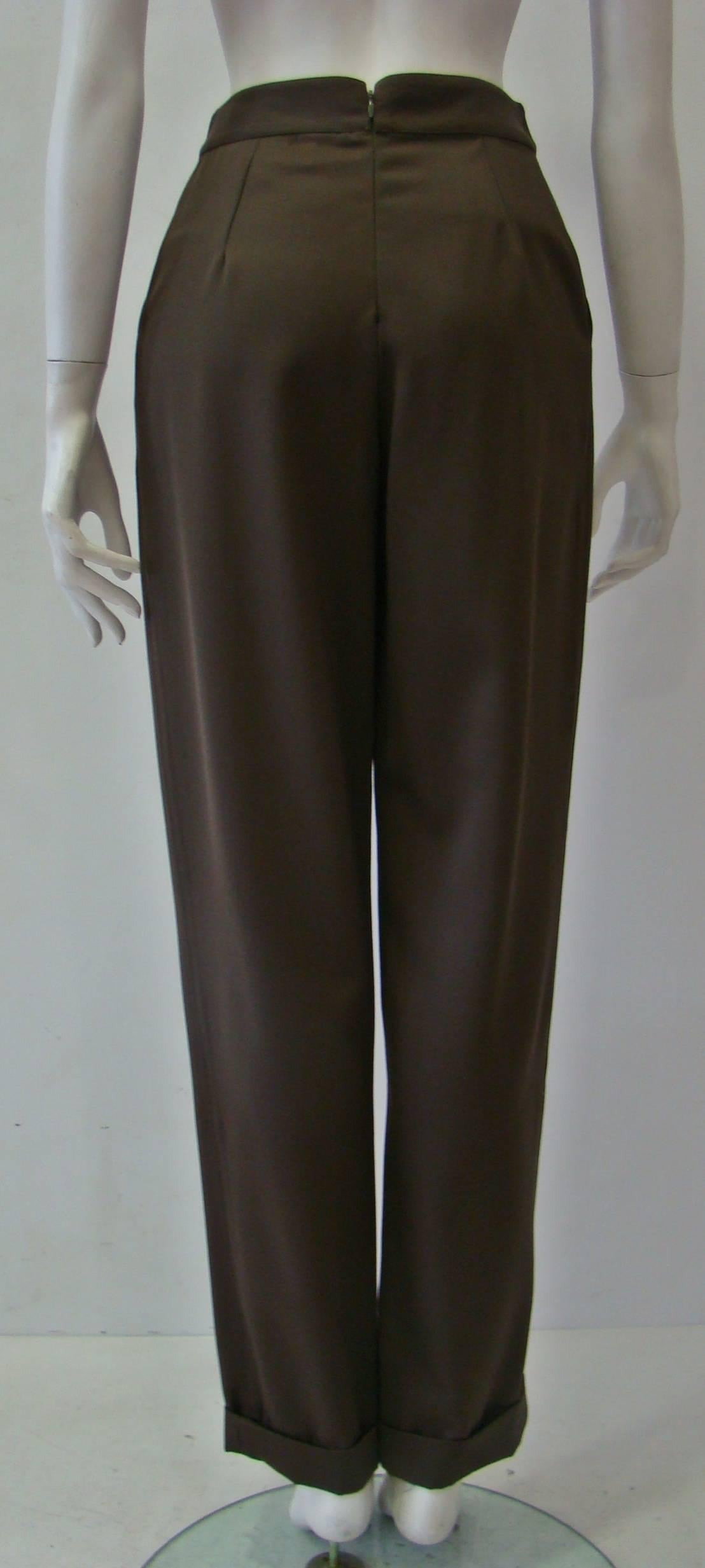 Women's Istante By Gianni Versace Olive Green Pants Fall 1996 For Sale