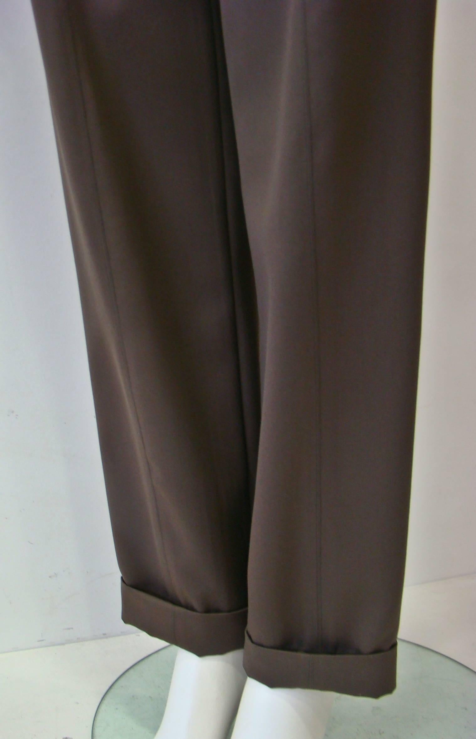 Istante By Gianni Versace Olive Green Pants Fall 1996 For Sale 1