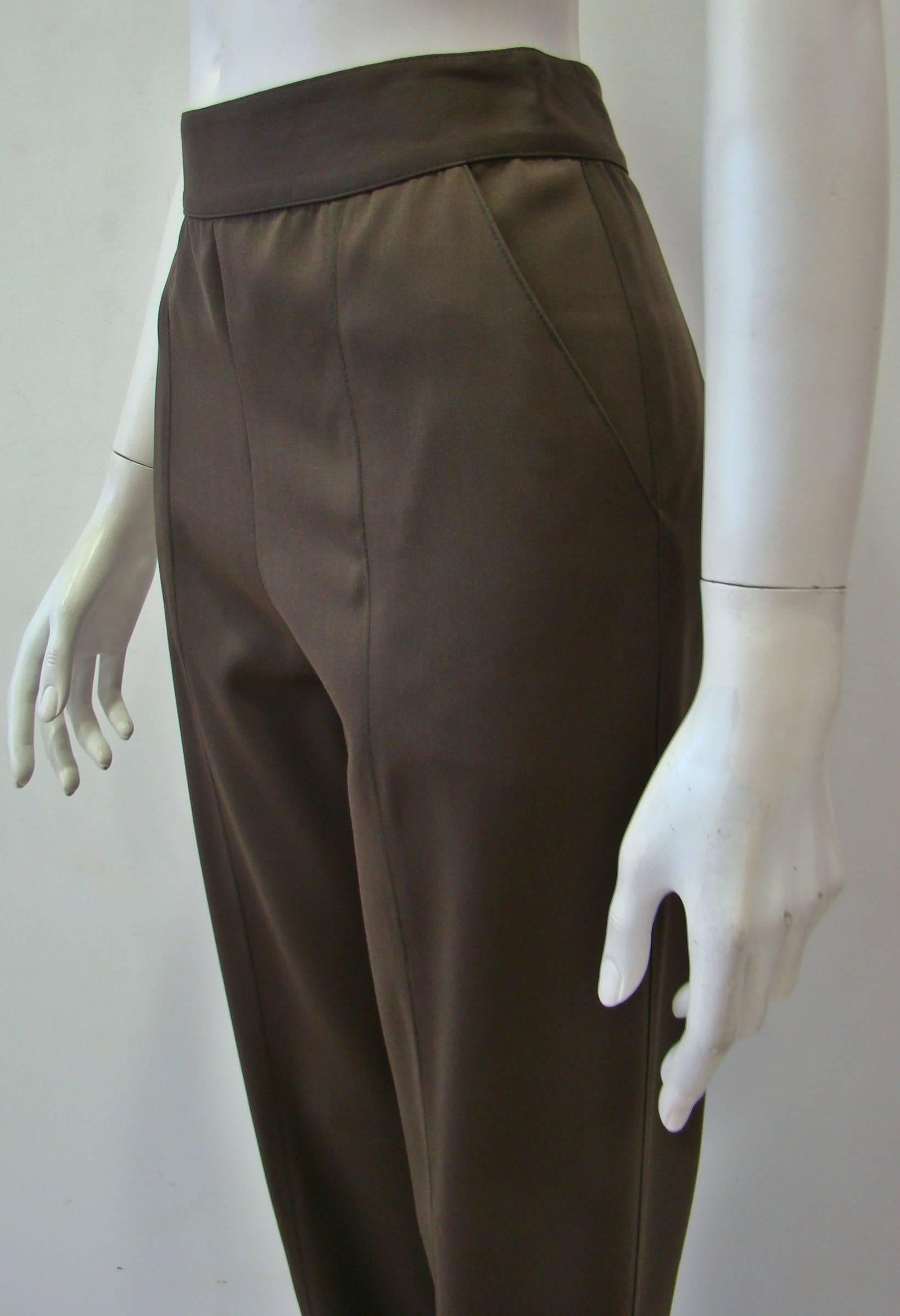 Istante By Gianni Versace Olive Green Pants Fall 1996 In New Condition For Sale In Athens, Agia Paraskevi