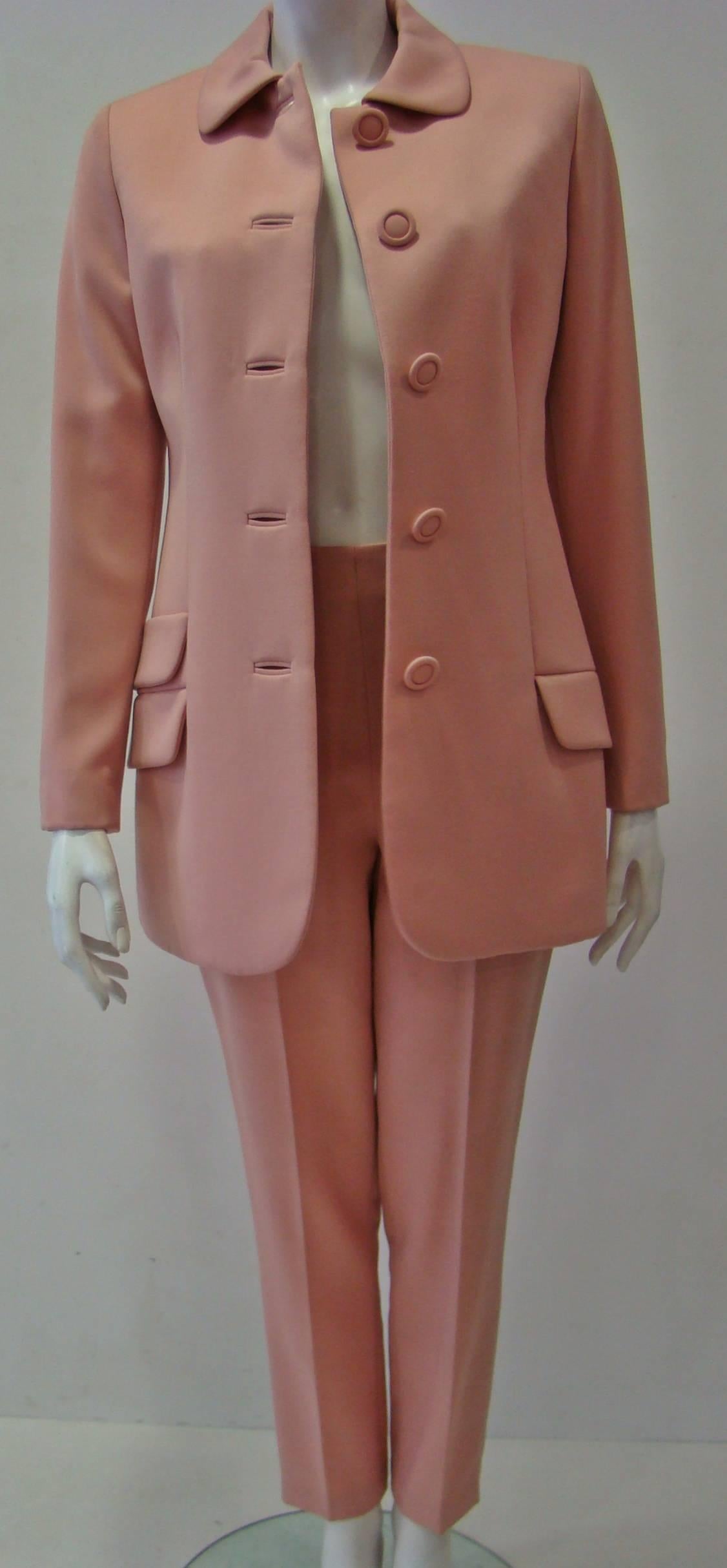 Gianni Versace Couture Salmon Pants Suit For Sale 1