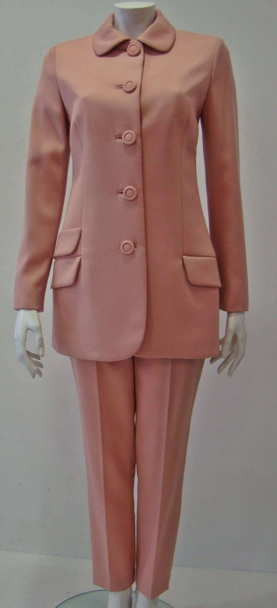 Brown Gianni Versace Couture Salmon Pants Suit For Sale