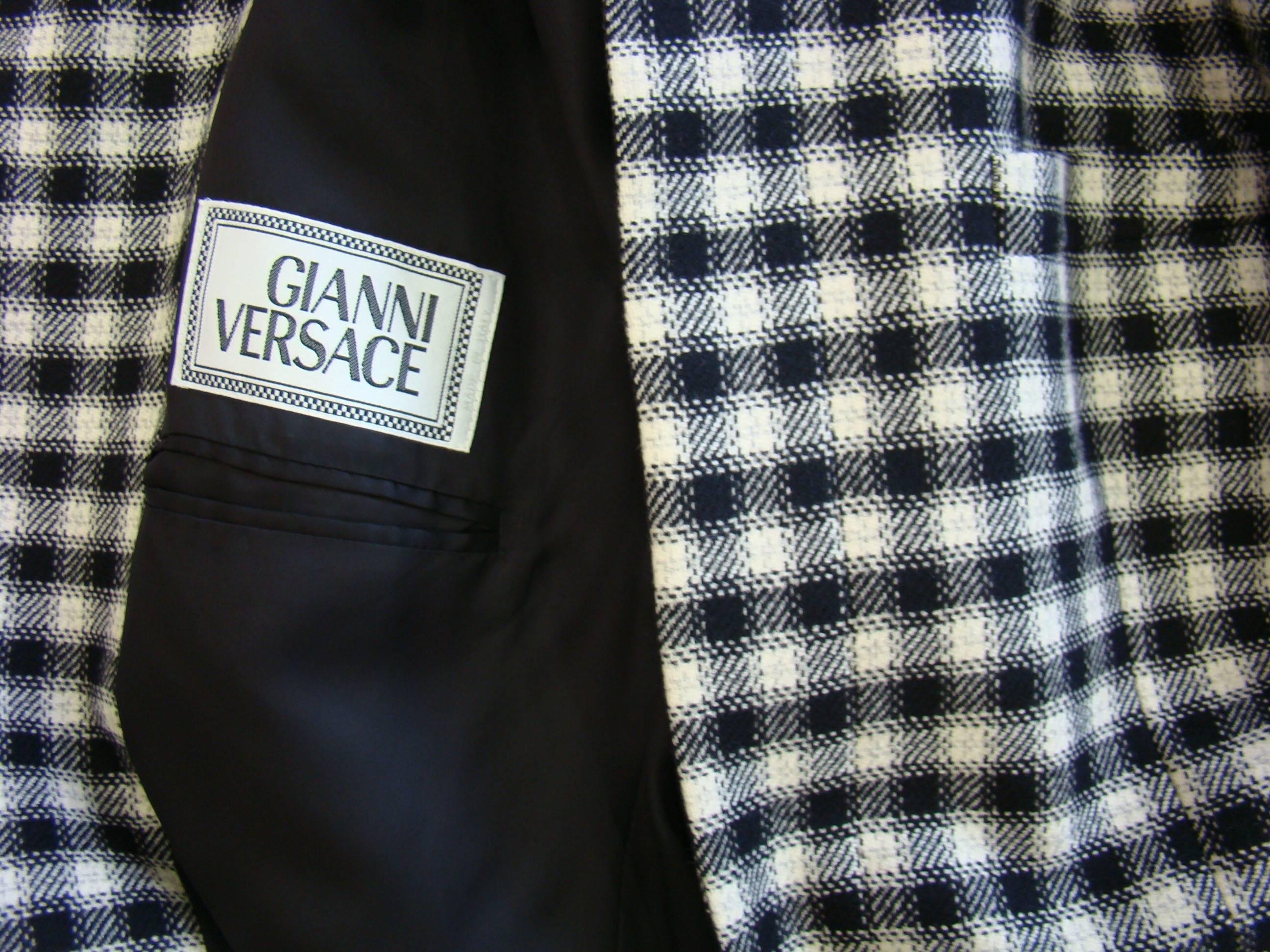 Men's Gianni Versace Checked Jacket Bondage Collection Fall 1993 For Sale