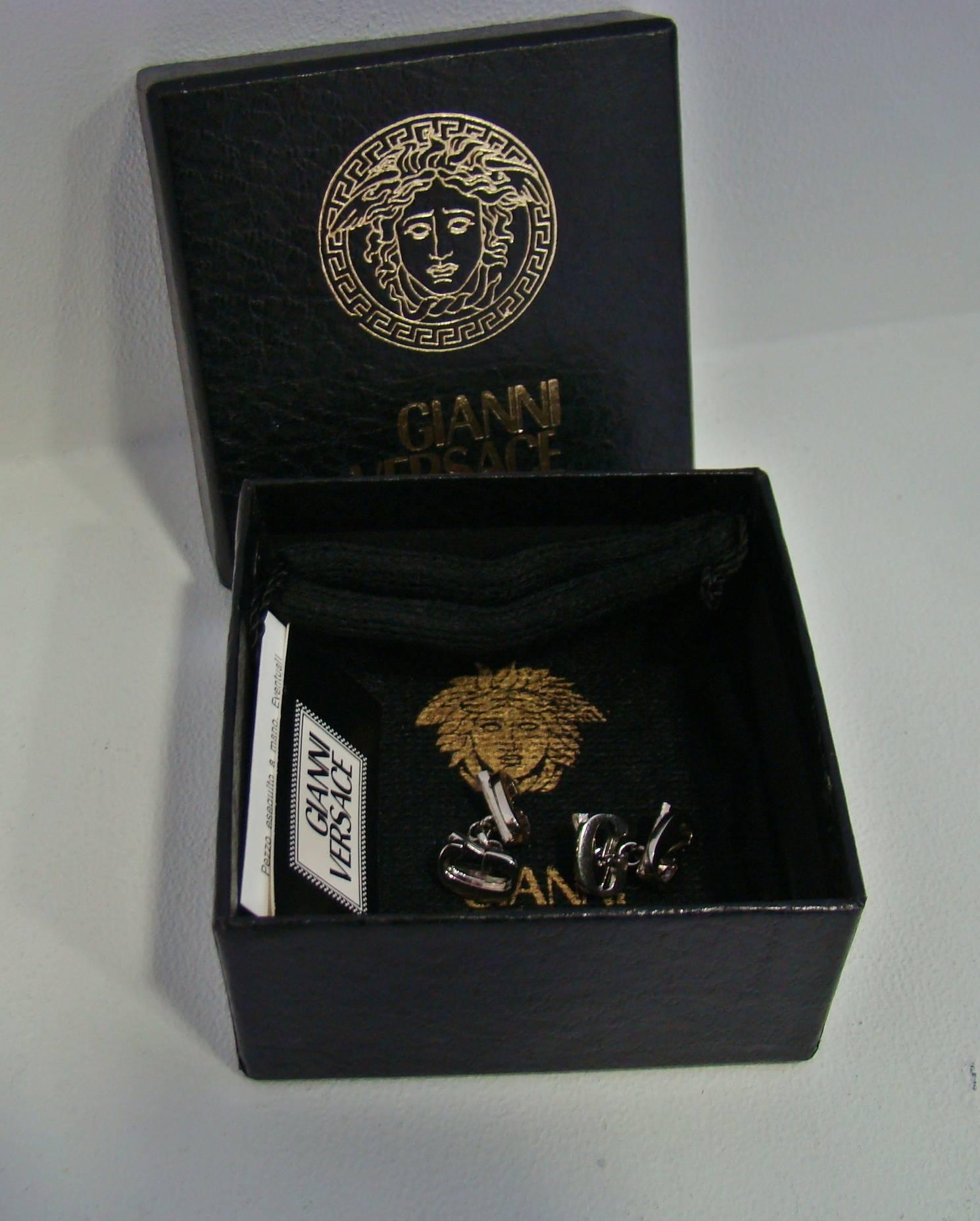 Gianni Versace Silver Cufflinks 1990's For Sale 4