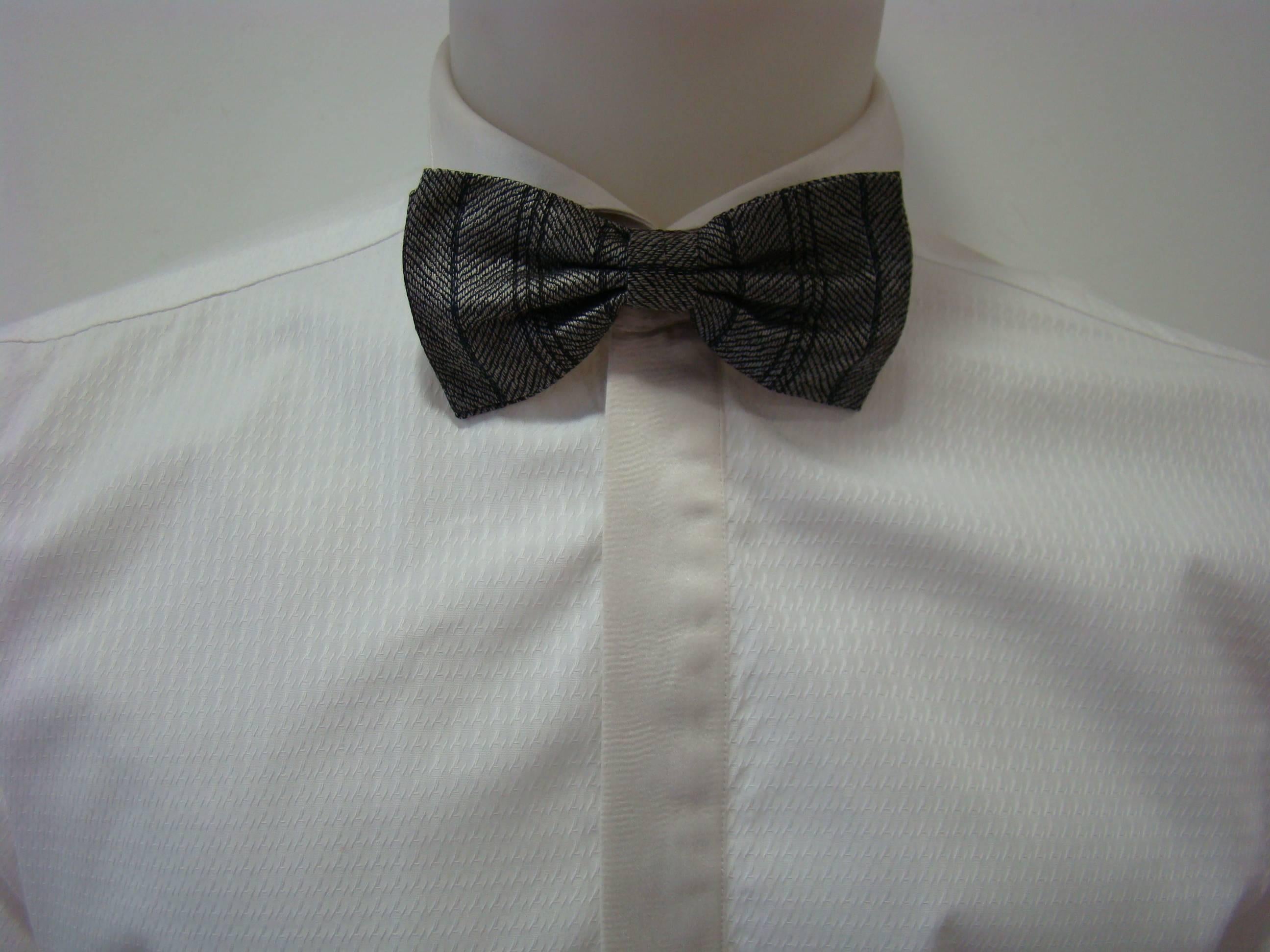 Gray Unique Gianfranco Ferre Bow Tie And Waistband For Sale