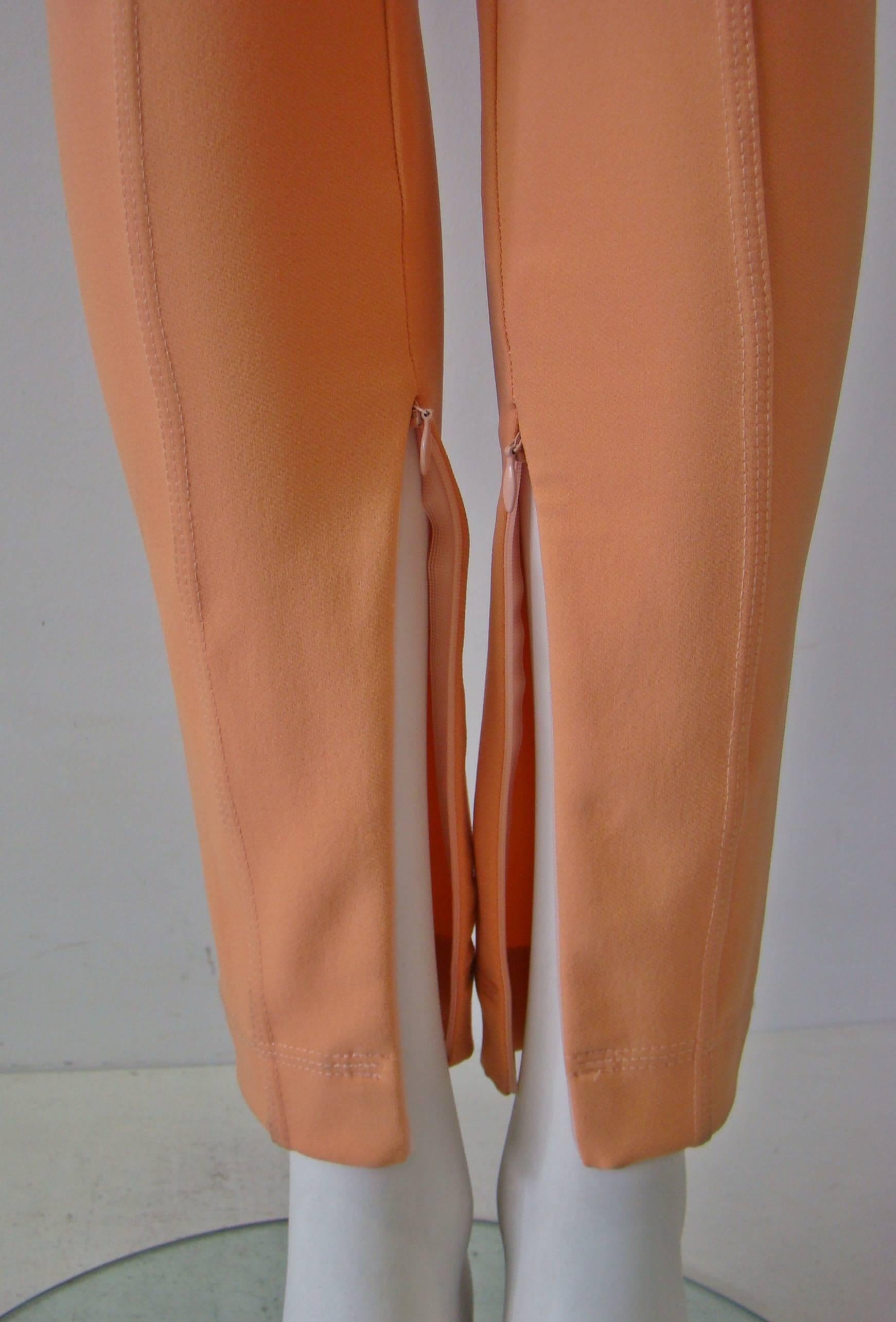 Claude Montana Peach Colour Stretch Leggings In New Condition In Athens, Agia Paraskevi