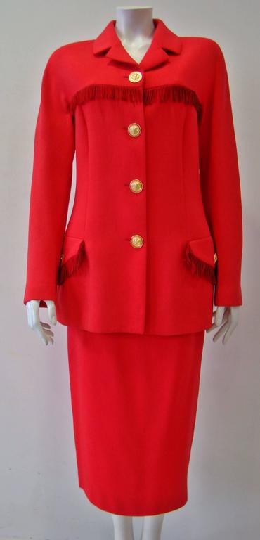 Istante By Gianni Versace Frinde Skirt Suit Fall 1992 For Sale at 1stdibs