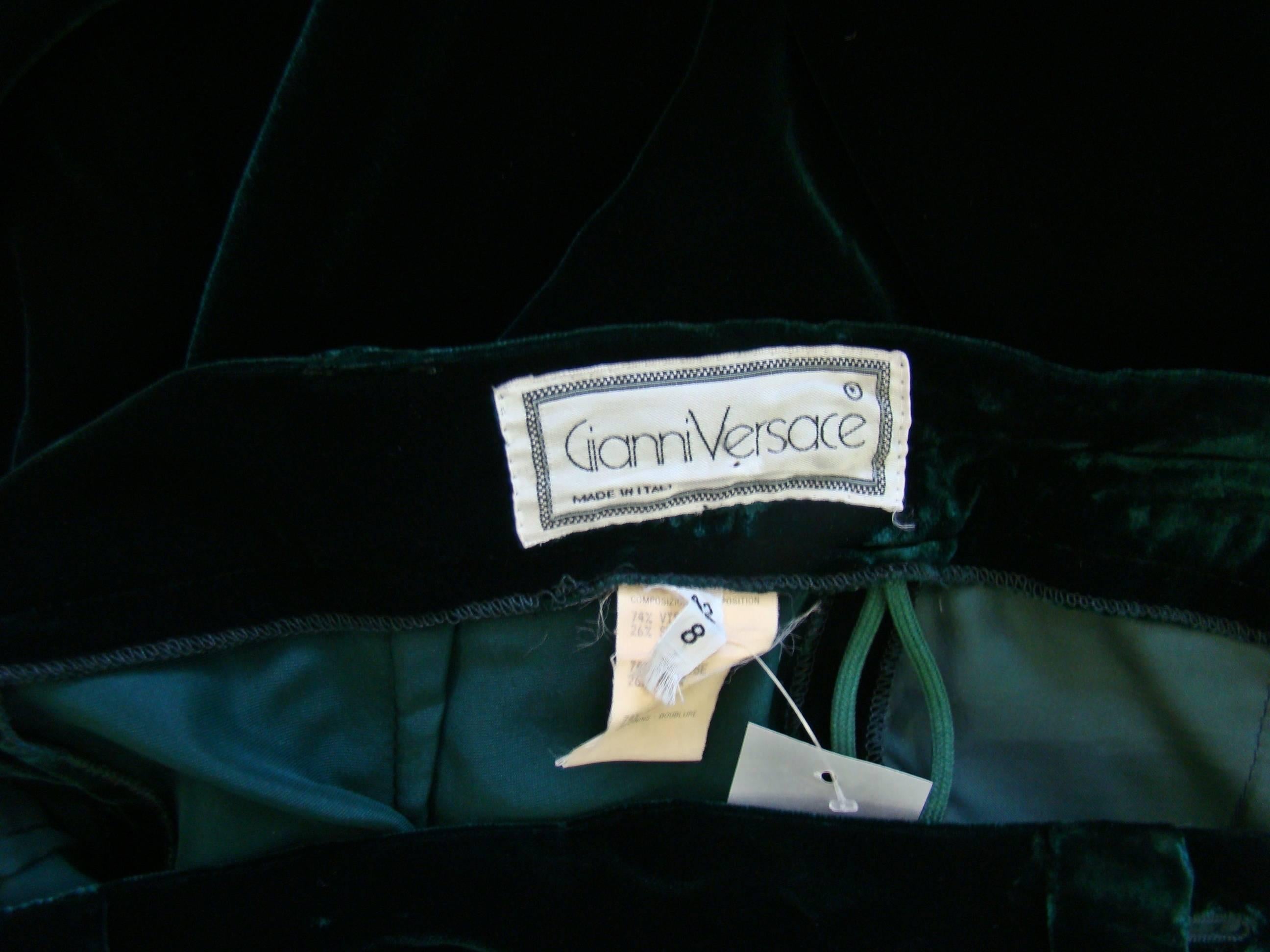 Gianni Versace Emerald Velvet Pants For Sale 2