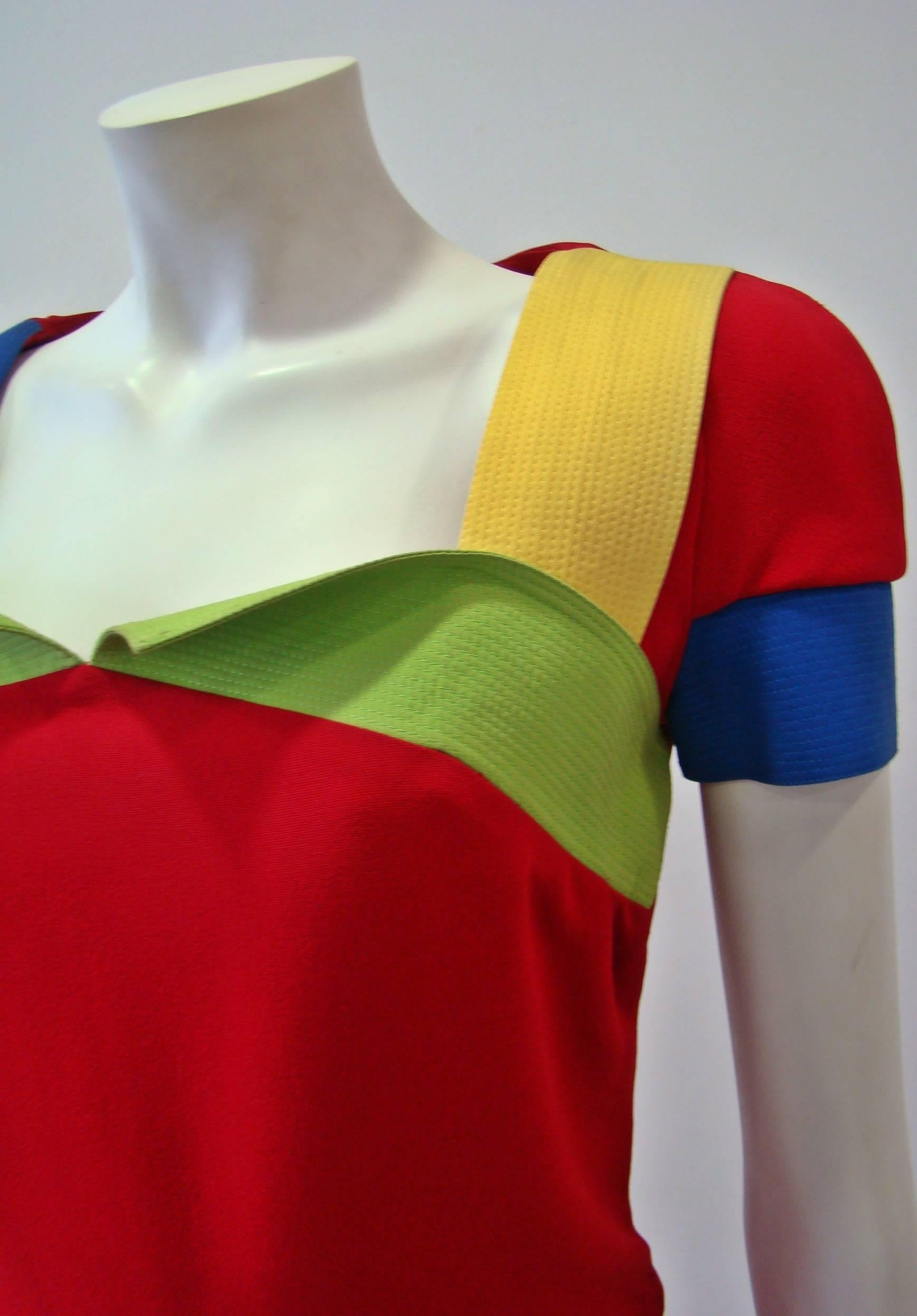 Rare Gianni Versace Couture Silk Tunic Color-Block Top Spring 1991 For Sale 1