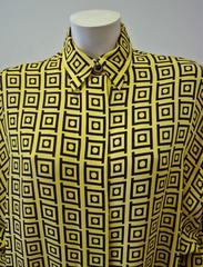 Gianni Versace Optical Silk Crepe De Chine Printed Shirt Fall 1991