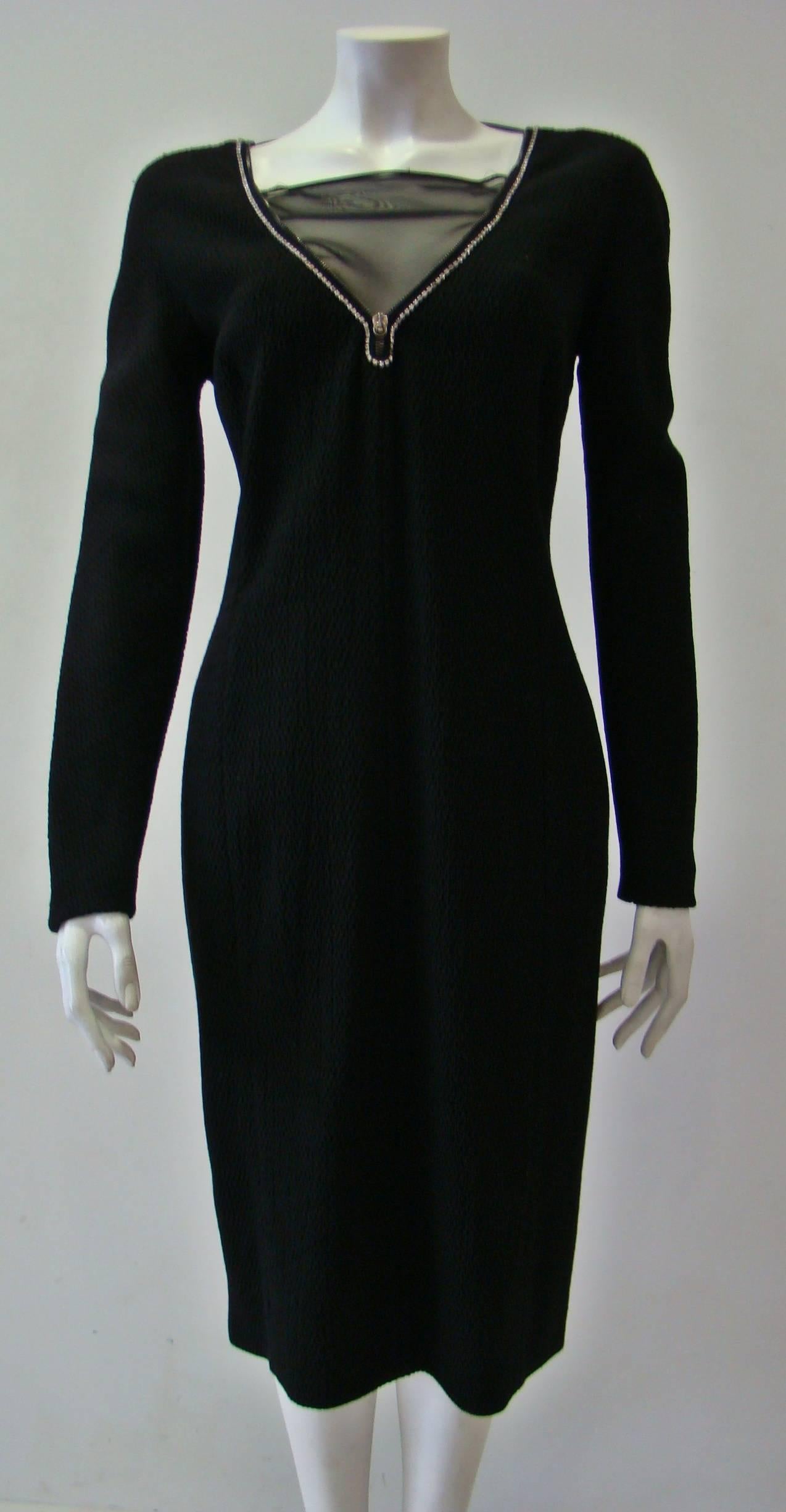 Black Gianfranco Ferre Zip Detail Front And Back Dress For Sale