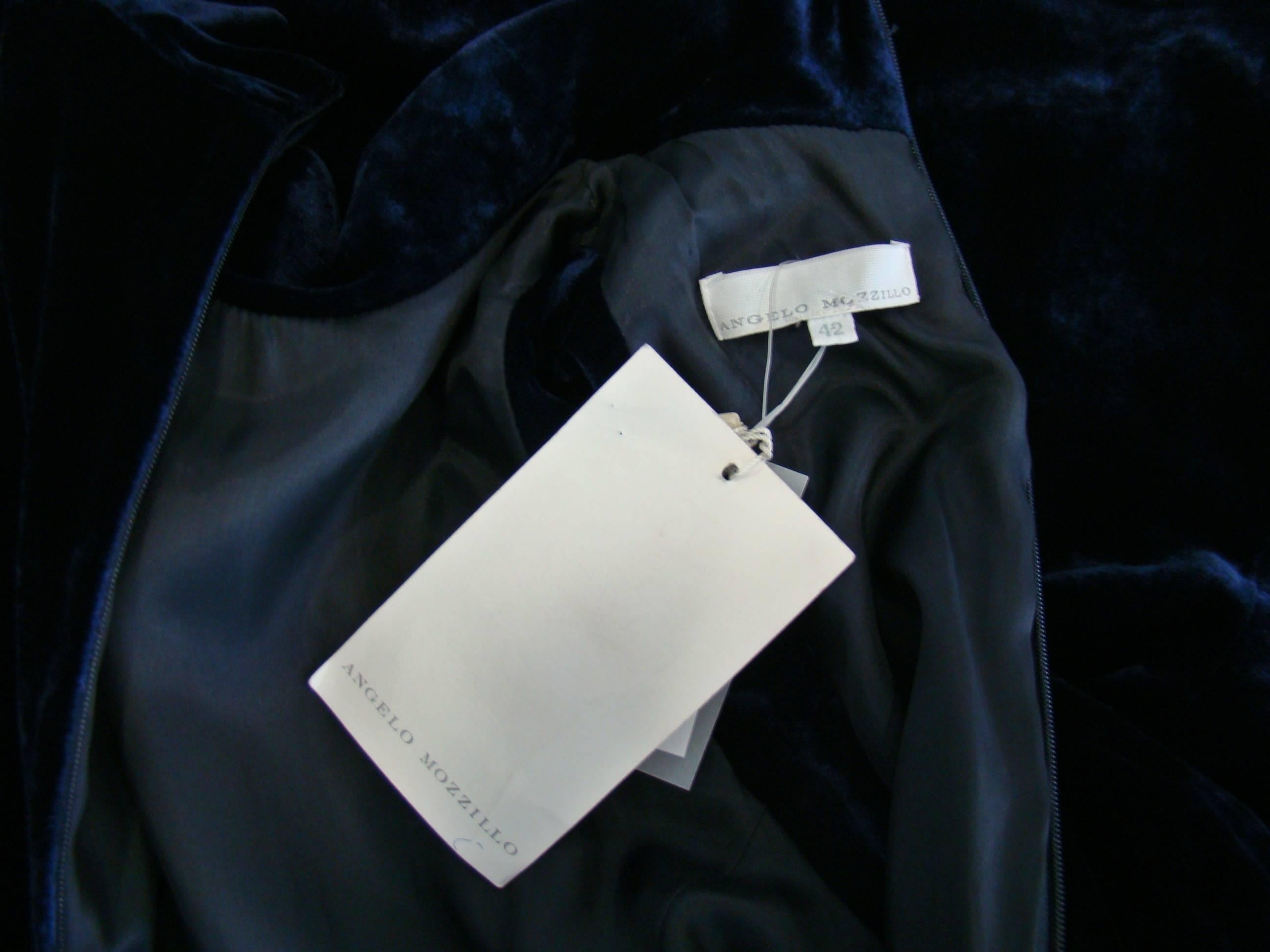 Black Angelo Mozzillo Navy Blue Velvet Sleeveless Top For Sale
