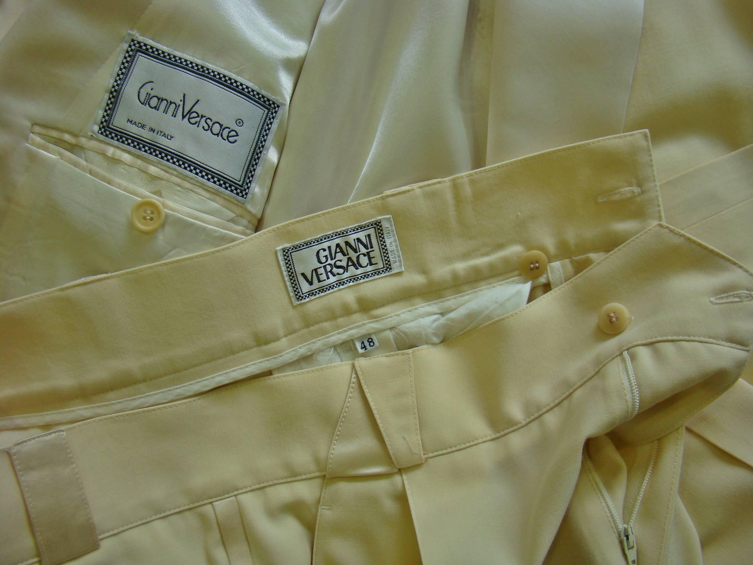 Gianni Versace Beige Wool Tuxedo Suit For Sale 5