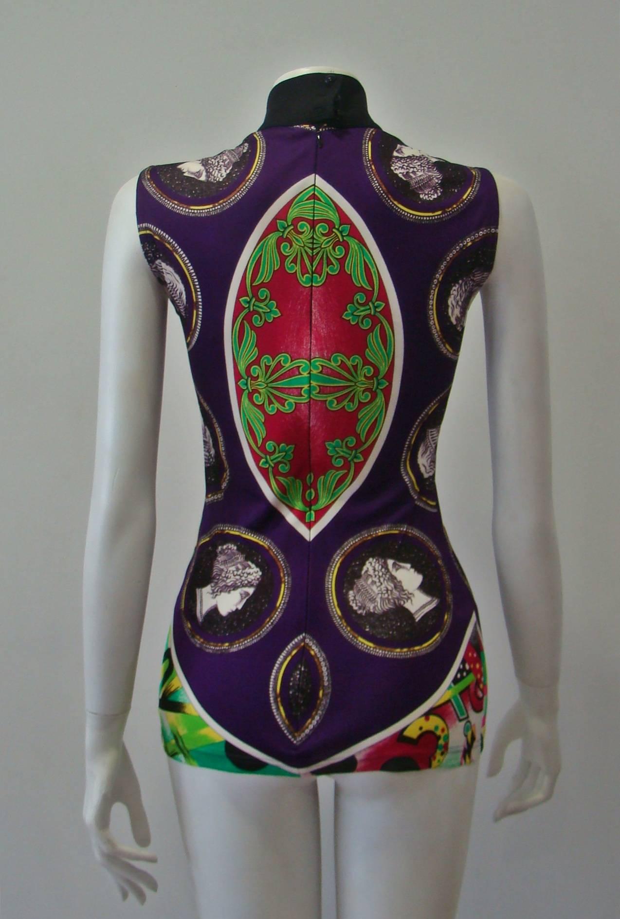 Gianni Versace Silk Printed Top Spring 1991 In New Condition For Sale In Athens, Agia Paraskevi