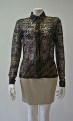 Istante By Gianni Versace Lace Sheer Printed Shirt