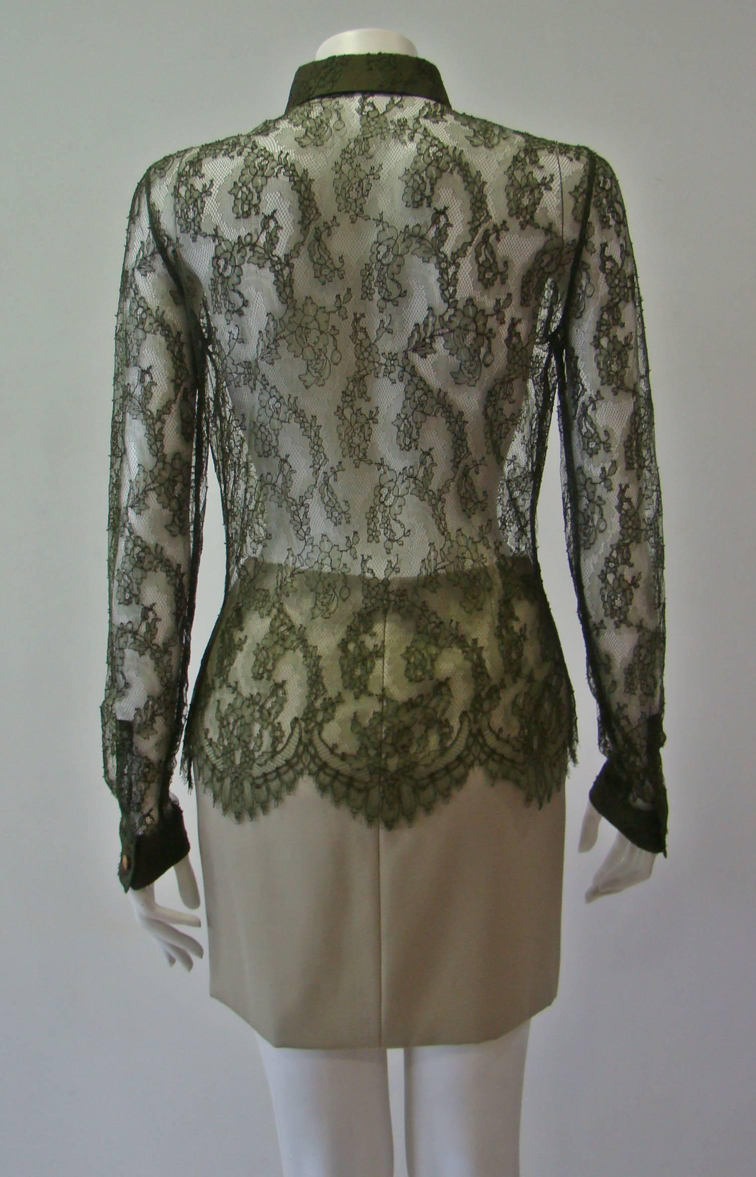 Women's Istante By Gianni Versace Lace Sheer Shirt For Sale