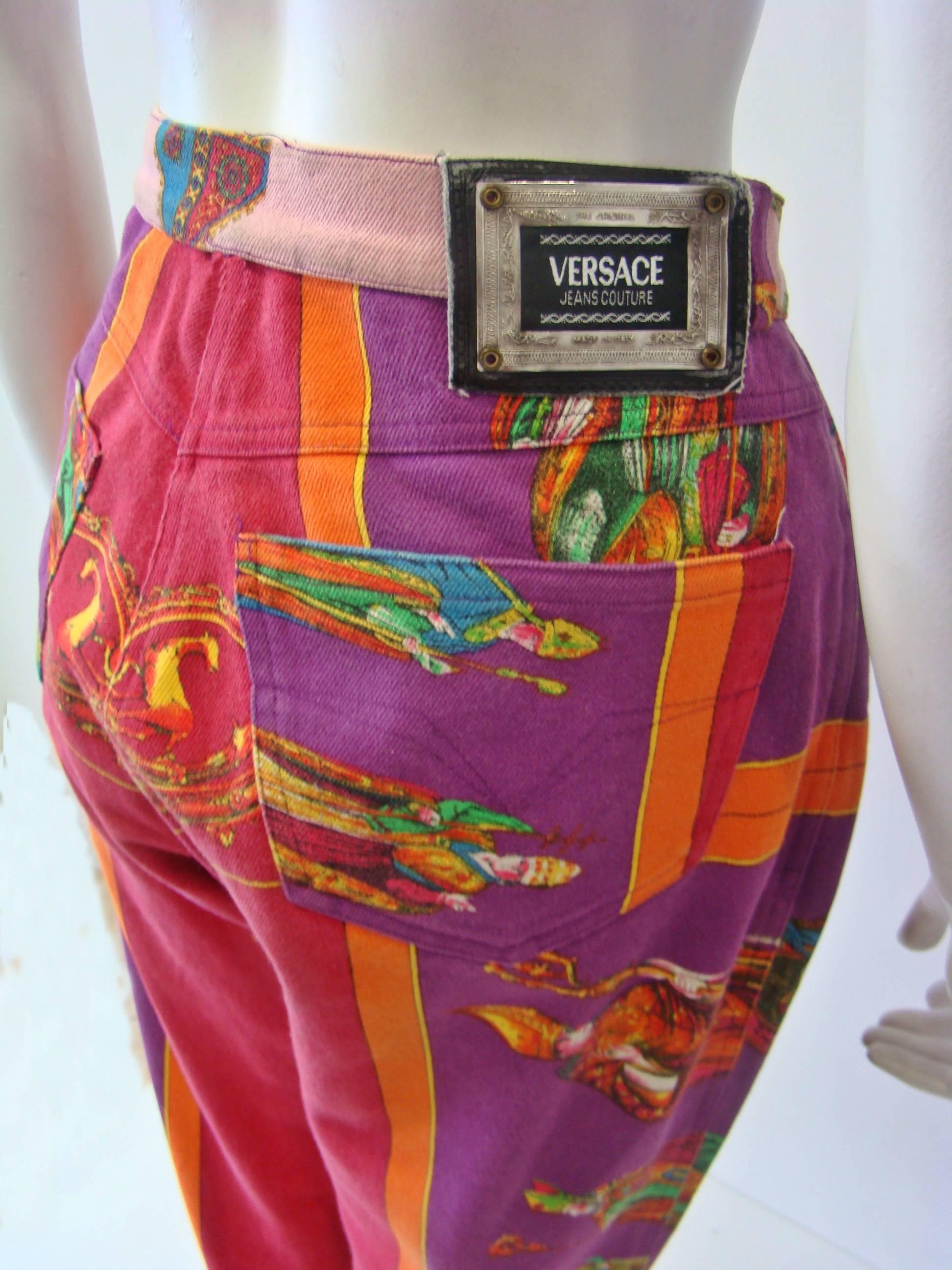 Gianni Versace Couture Pope Printed Jeans Fall 1991 For Sale 2