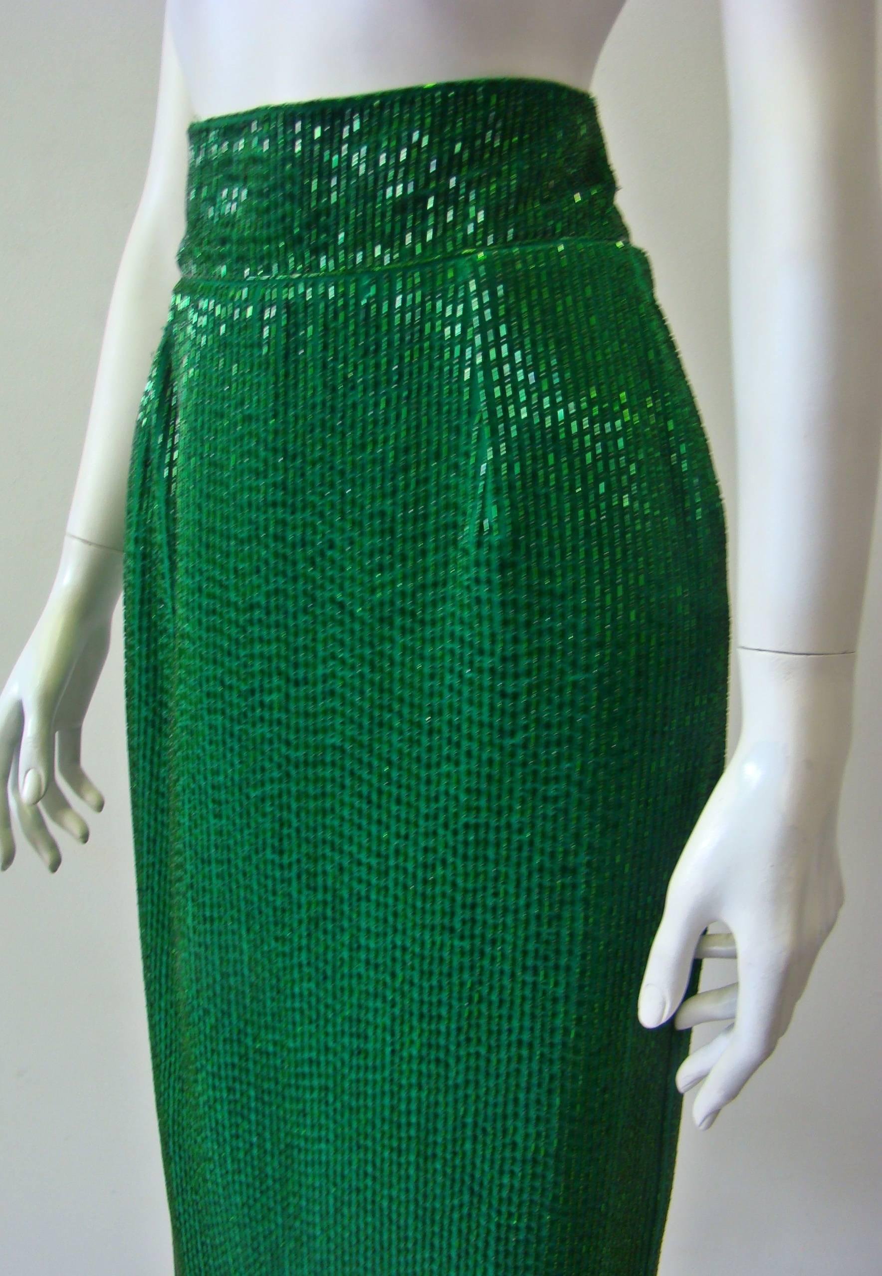 Black Early Gianni Versace Beaded Evening Skirt Fall 1983 For Sale