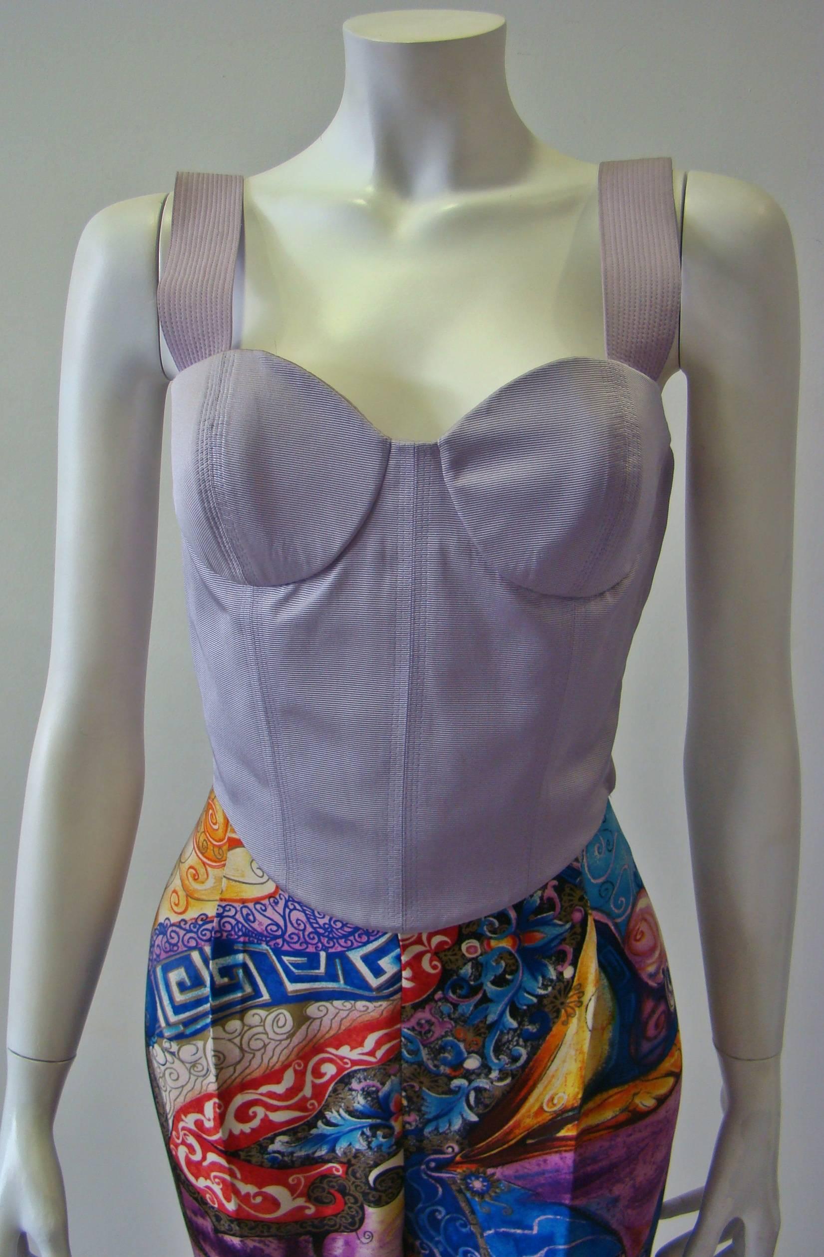 Gray Gianni Versace Couture Lavender Top Bustier Fall 1992 For Sale