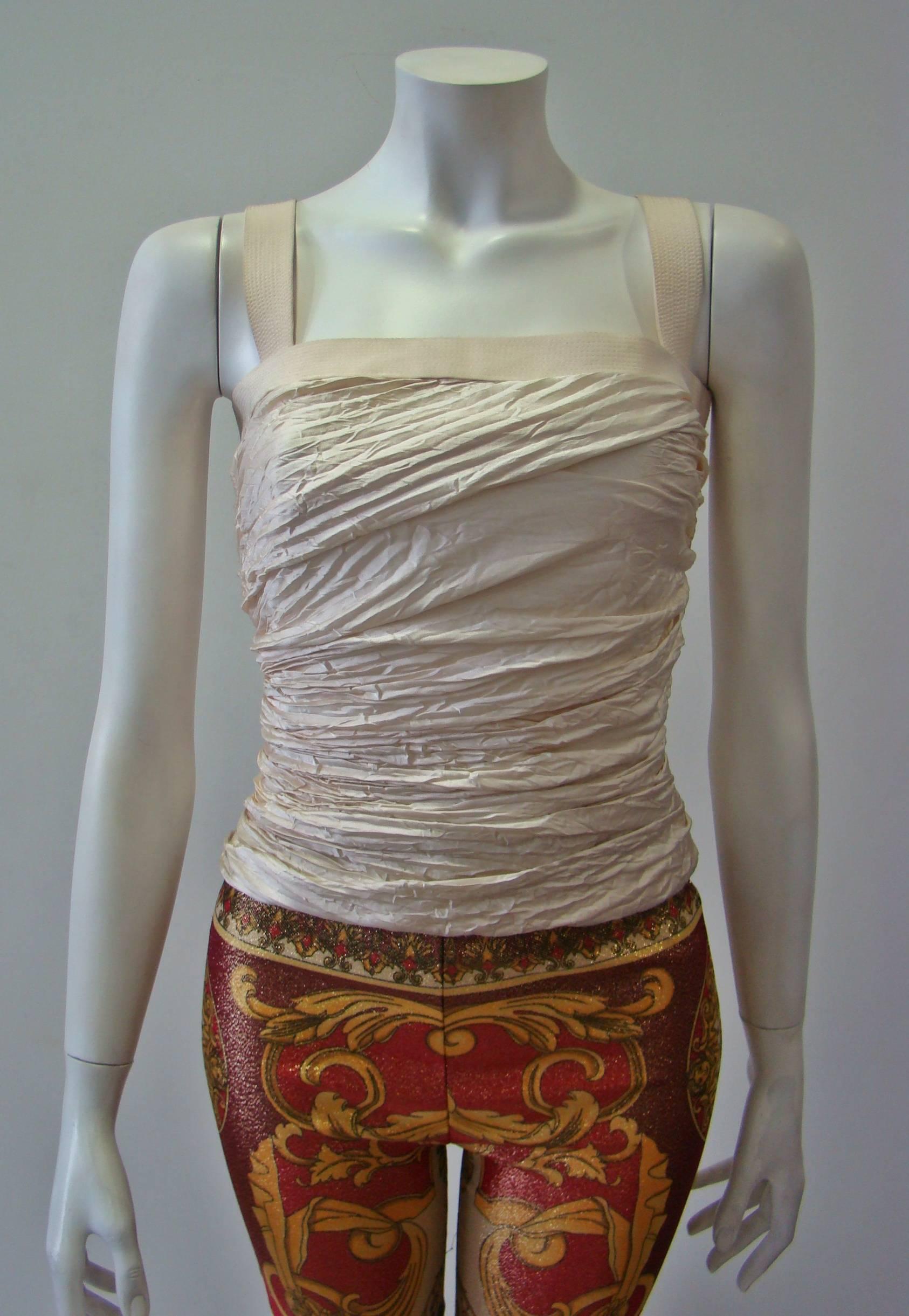 Gray Rare Gianni Versace Couture Silk Ruched Bustier Spring 1994 For Sale
