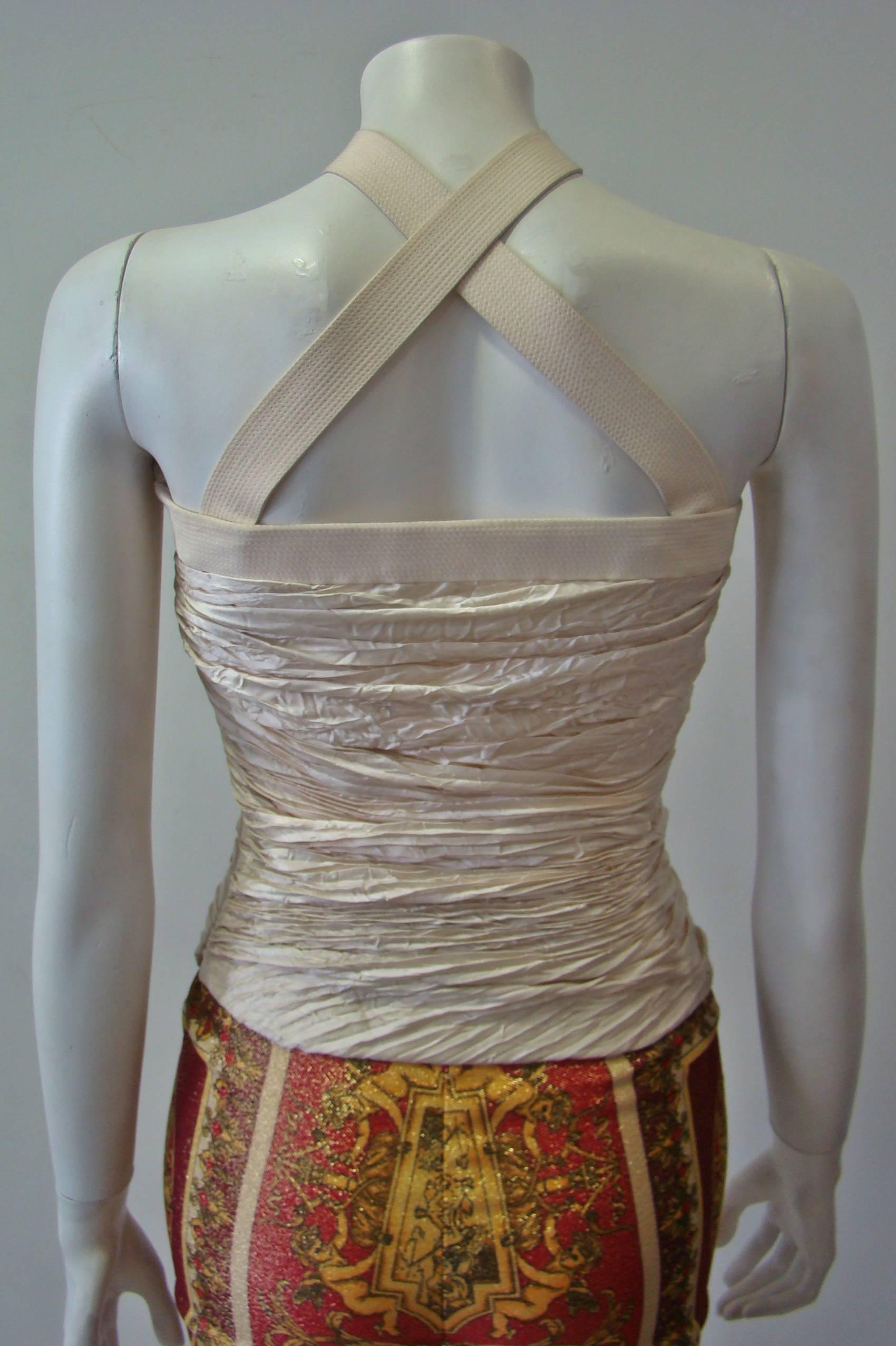 Women's Rare Gianni Versace Couture Silk Ruched Bustier Spring 1994 For Sale