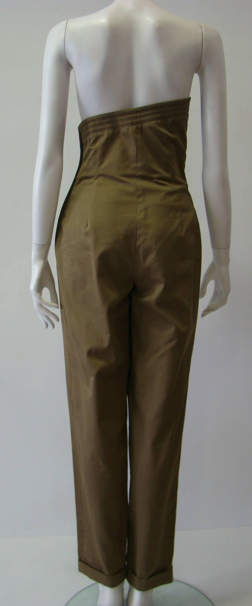 Women's Rare Gianni Versace Olive Green Jumpsuit For Sale