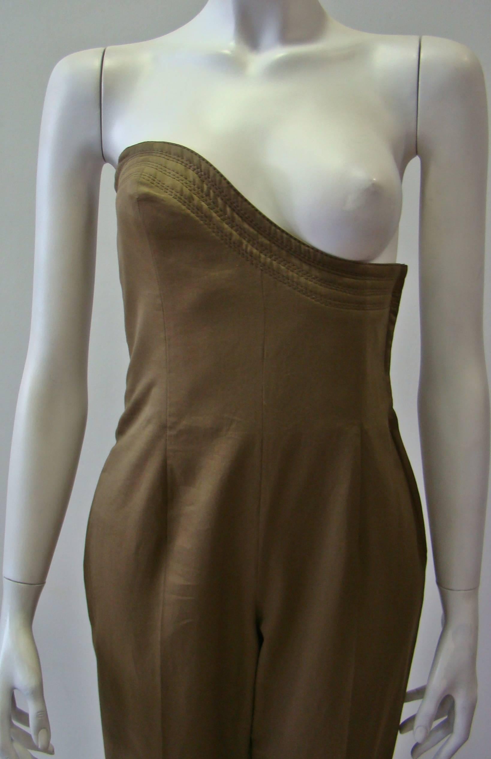 Rare Gianni Versace Olive Green Jumpsuit For Sale 1