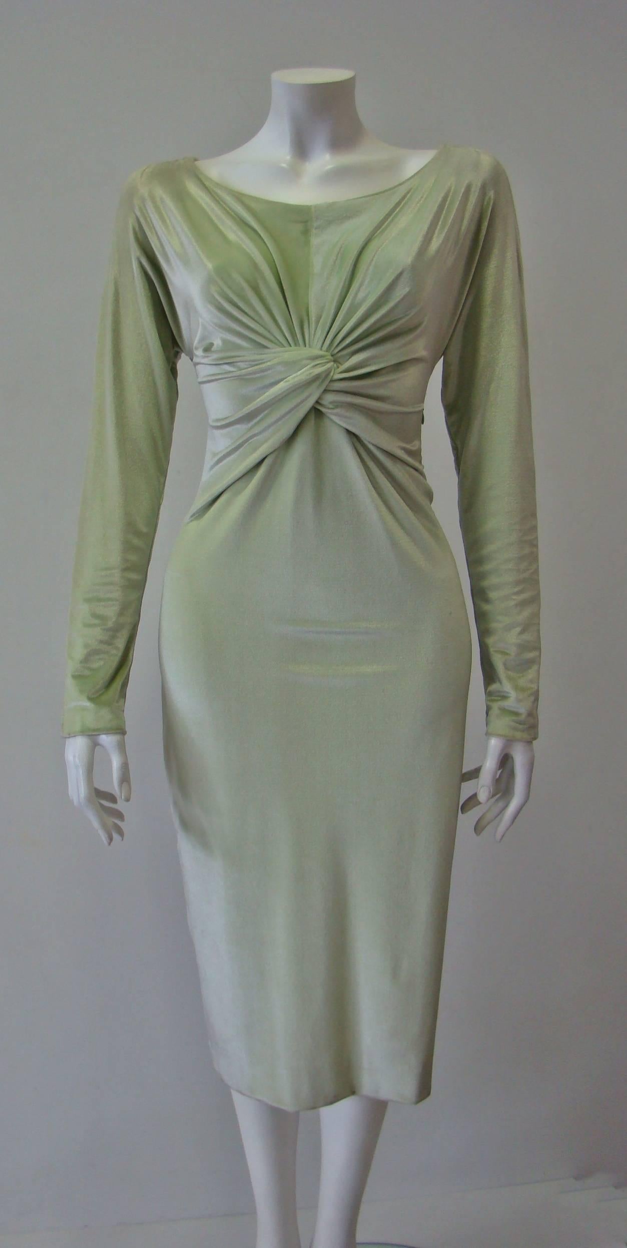 Gray Gianni Versace Stretch Velvet Dress Fall 1995 For Sale