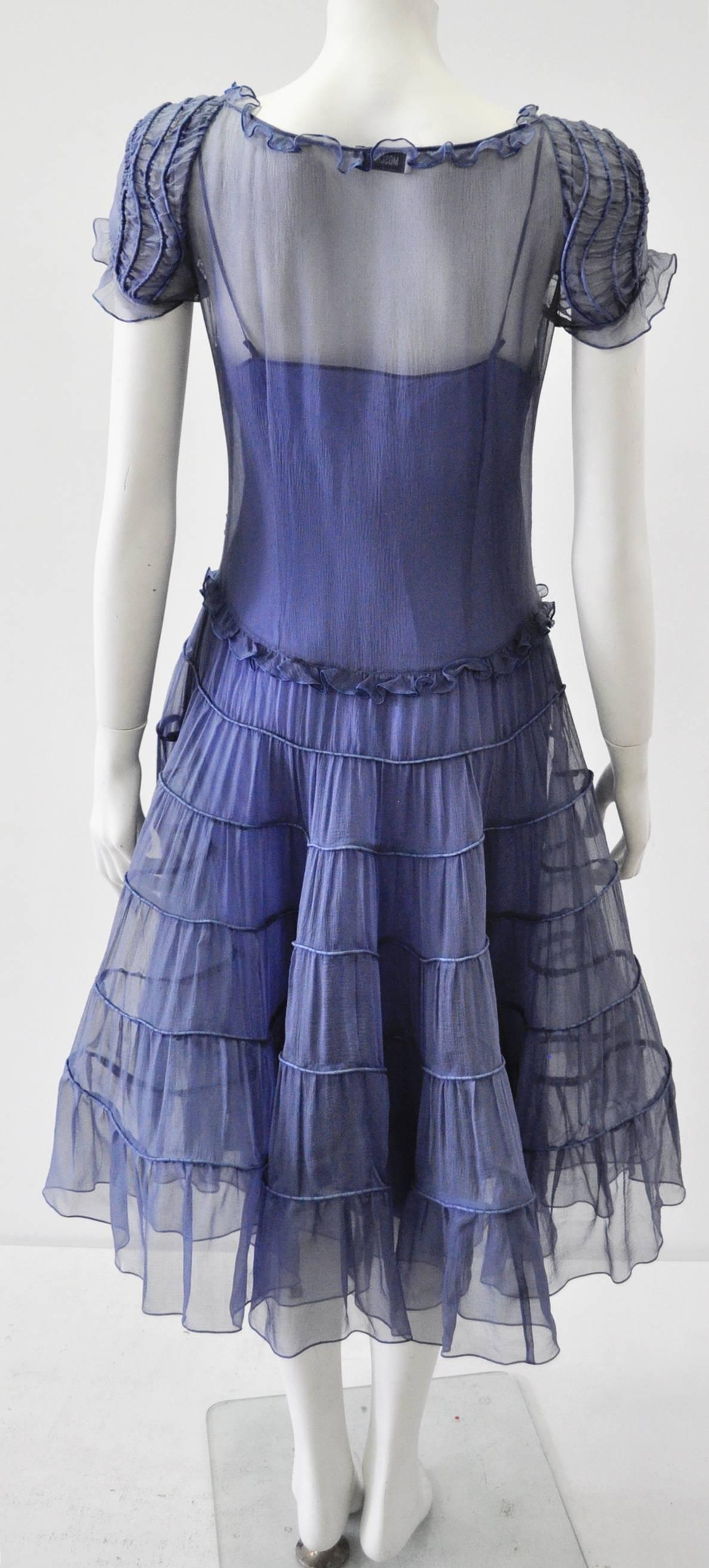 Moschino Sheer Silk Chiffon Gypsy Dress 1990's For Sale 2