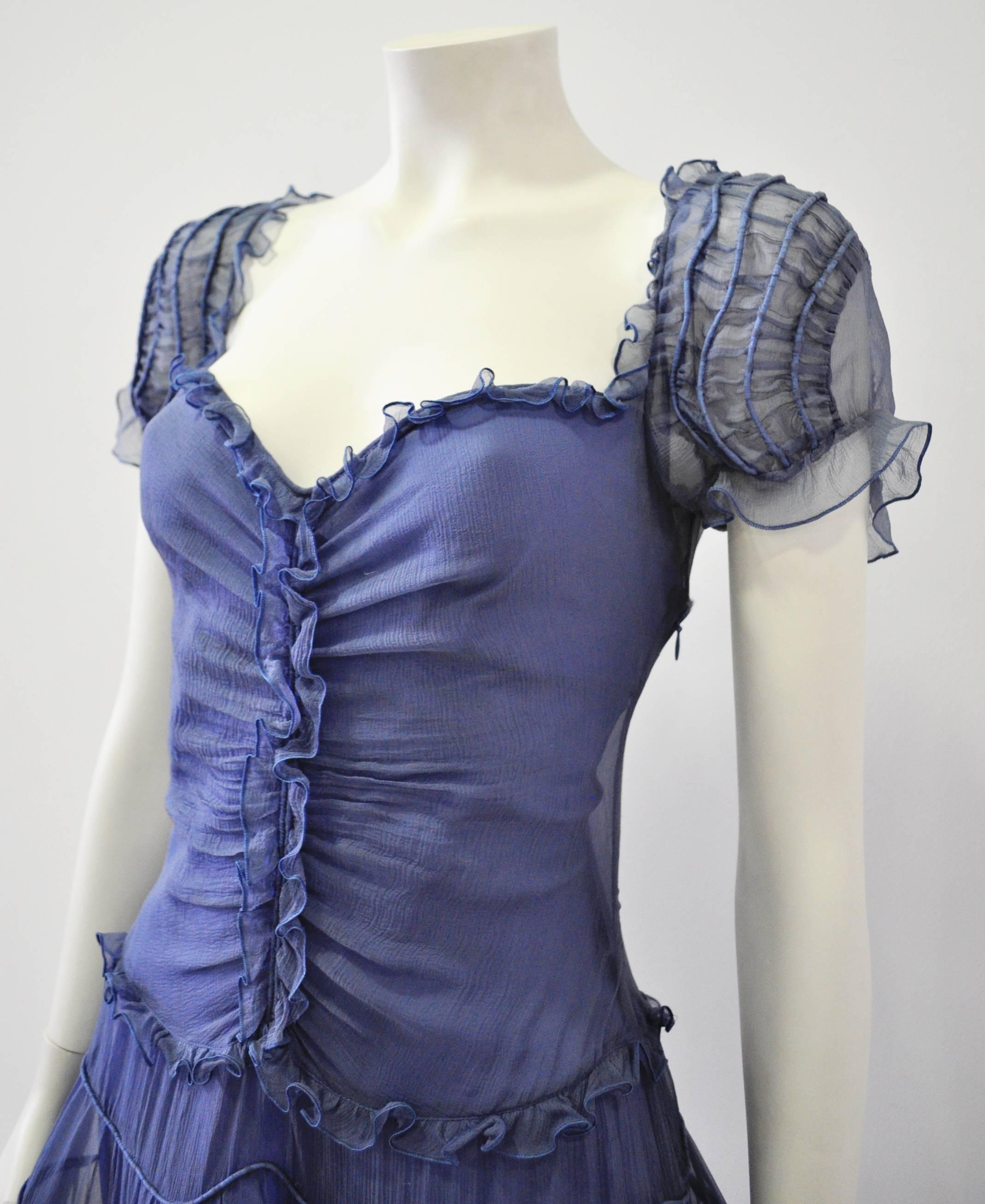 Moschino Sheer Silk Chiffon Gypsy Dress 1990's For Sale 1