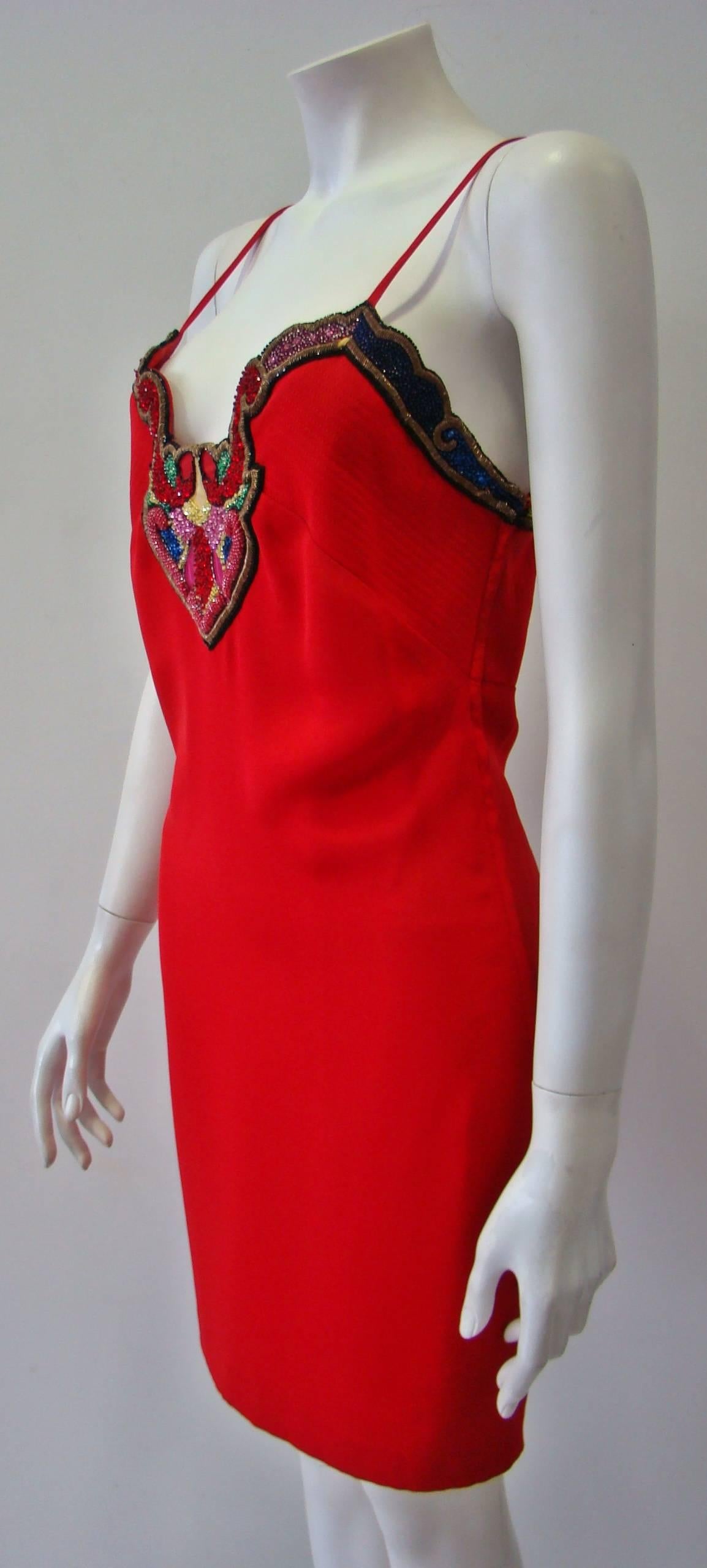 Istante By Gianni Versace Beaded Cocktail Dress Spring 1991 In New Condition For Sale In Athens, Agia Paraskevi