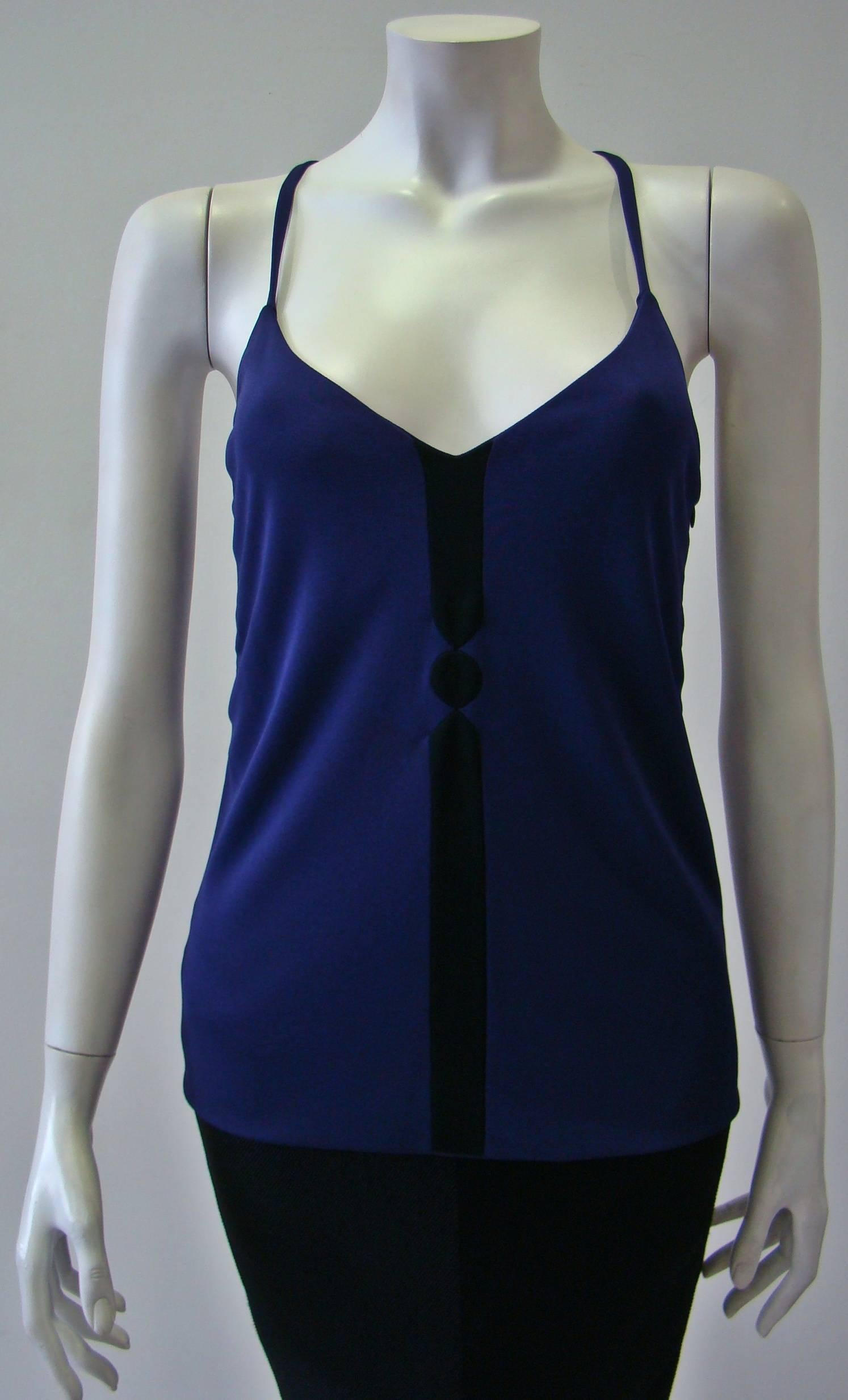 Gianni Versace Couture Camisole Top Purple Jersey With Black Detail Fall 1997
