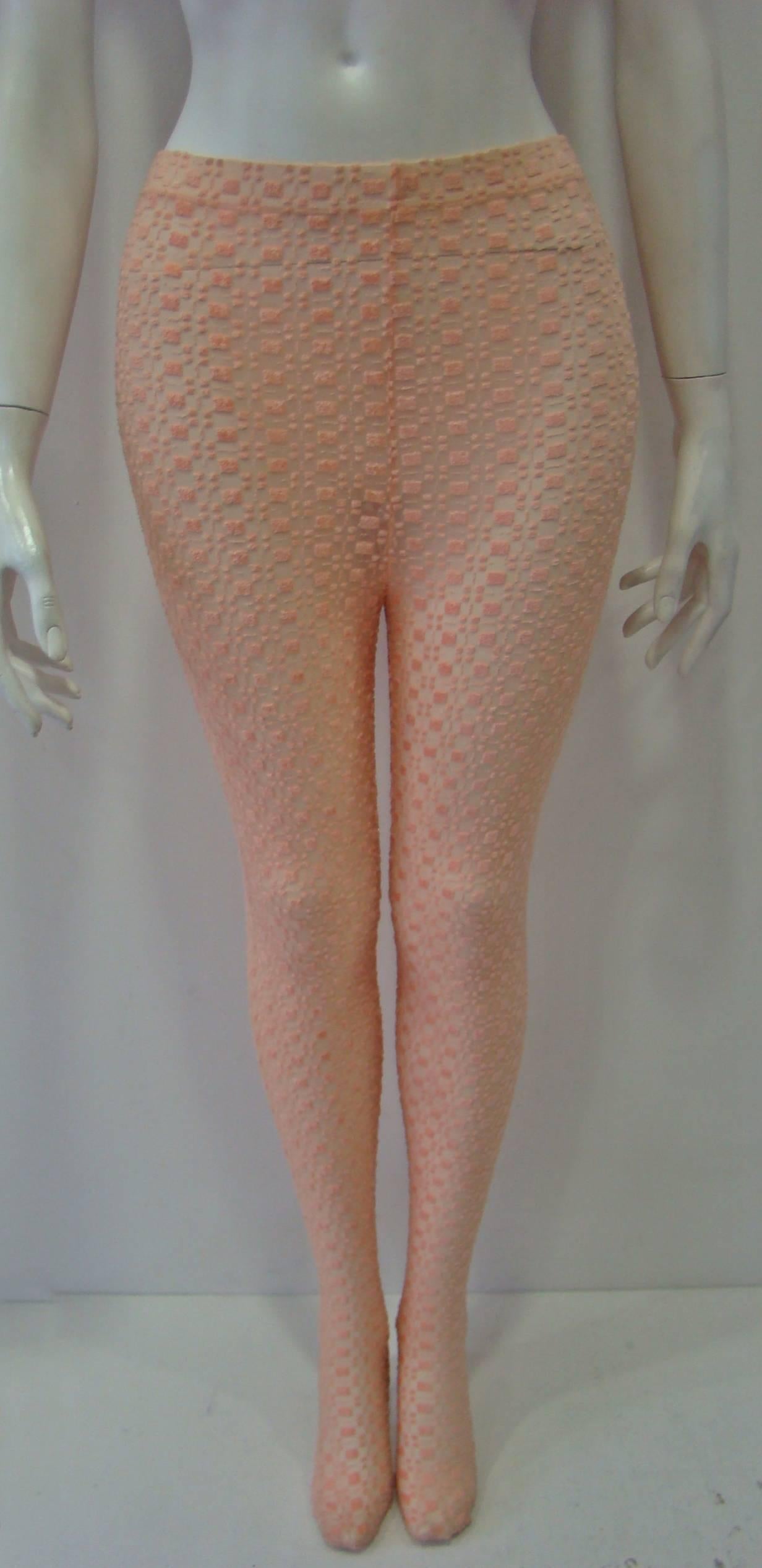 Gianni Versace Couture Velvet and Sheer Salmon Leggings